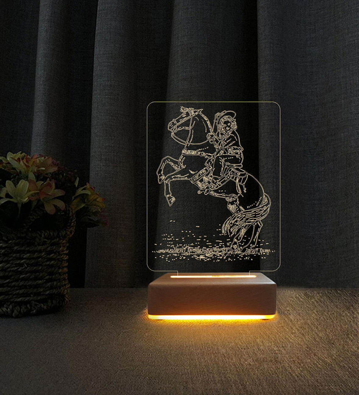 Kovboy Kız Lamba  3d Led Masa Lambası Doğum Günü  Hediyesi Lamba