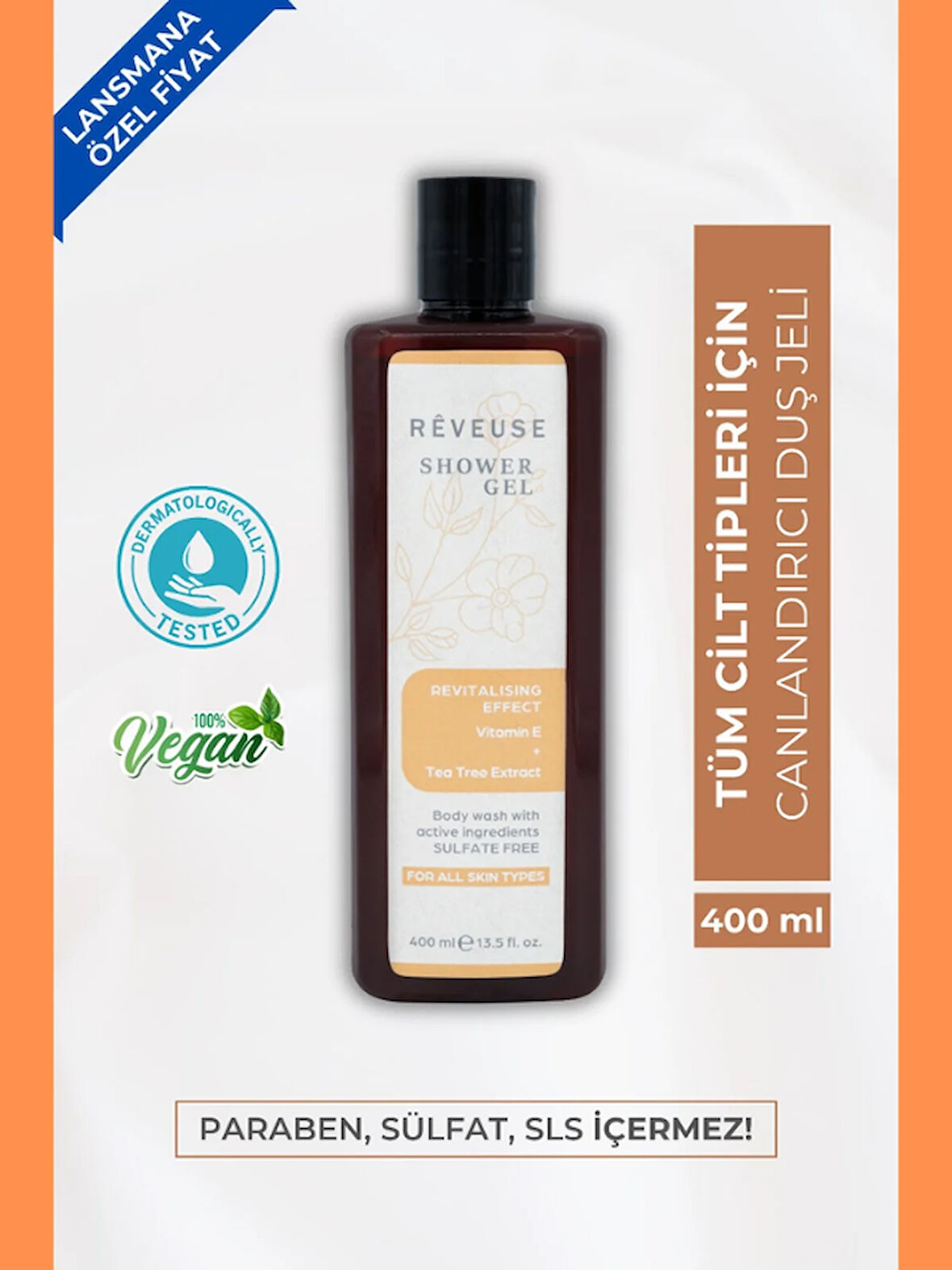 REVEUSE REVITALIZING - Canlandırıcı etkili Çay ağacı özü & E vitamin Duş Jeli 400mL