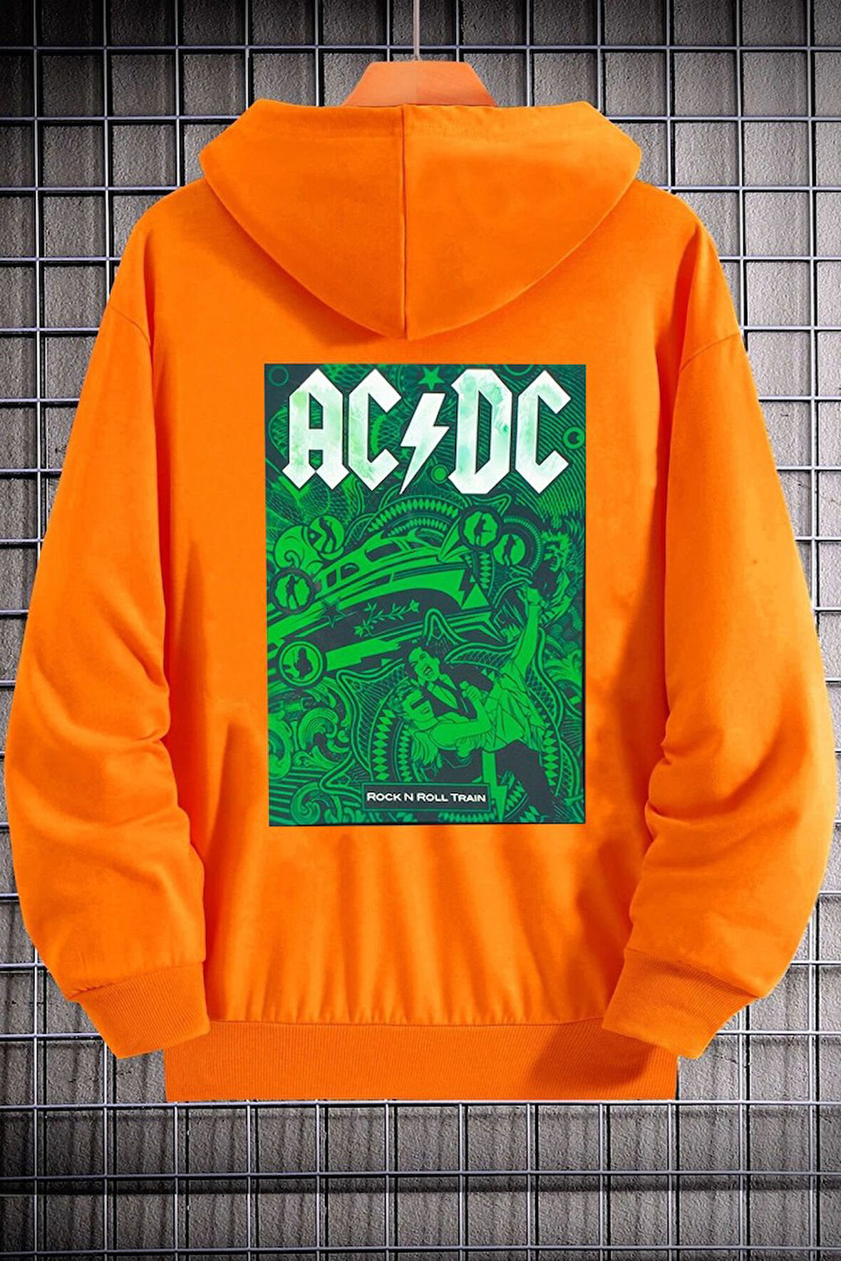 Uyguntarz Unisex Ac Dc Baskılı Kapüşonlu Sweatshirt