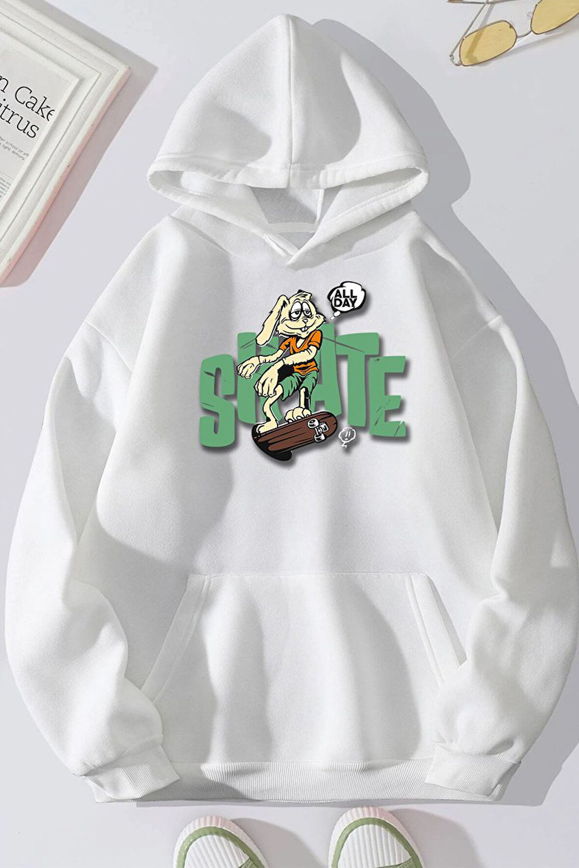 Uyguntarz Unisex All Day Rabbit Baskılı Sweatshirt