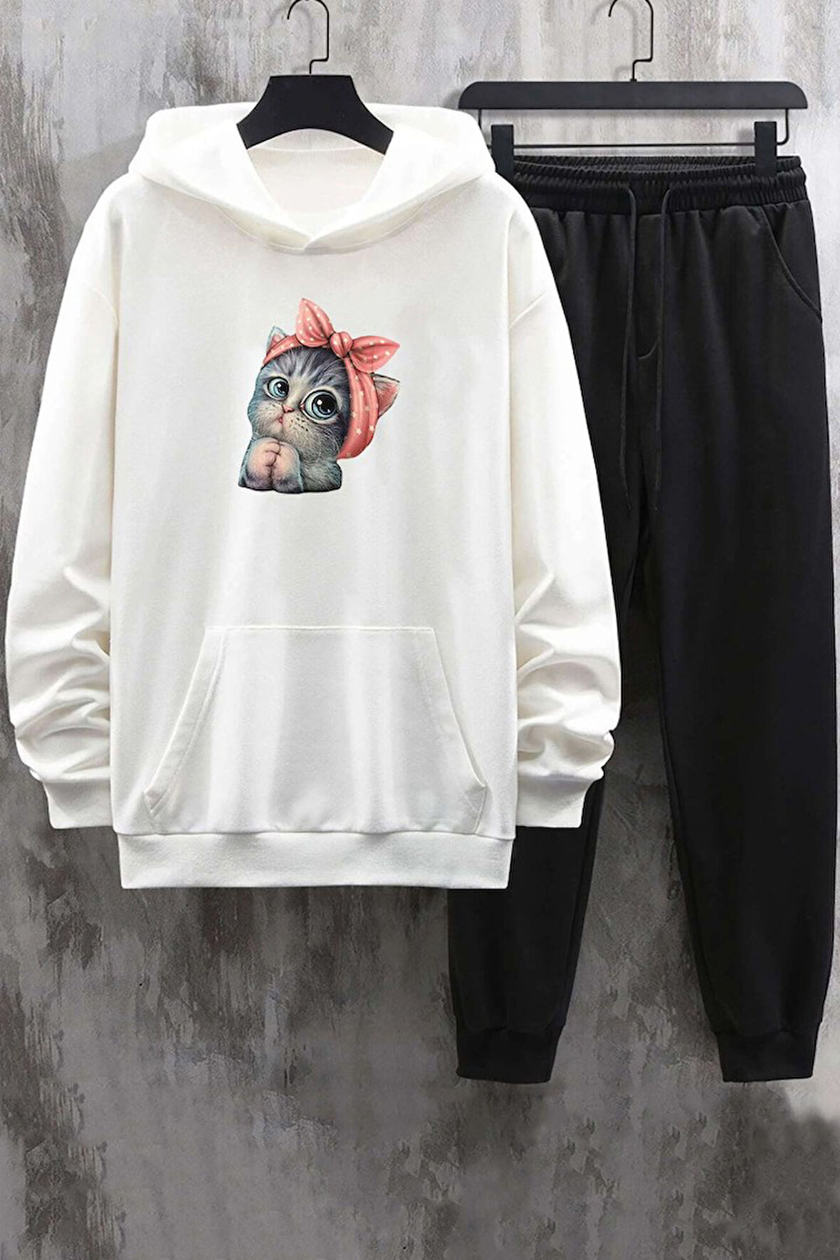 Uyguntarz Unisex Sevimli Kedi Eşofman Takımı