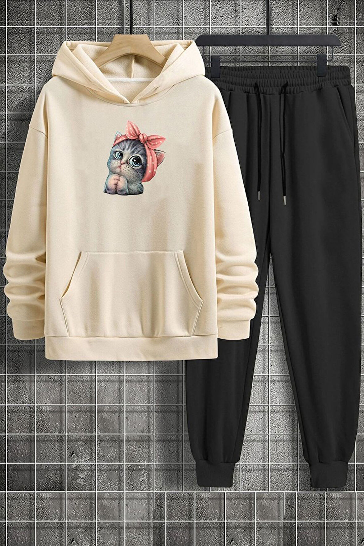 Uyguntarz Unisex Sevimli Kedi Eşofman Takımı