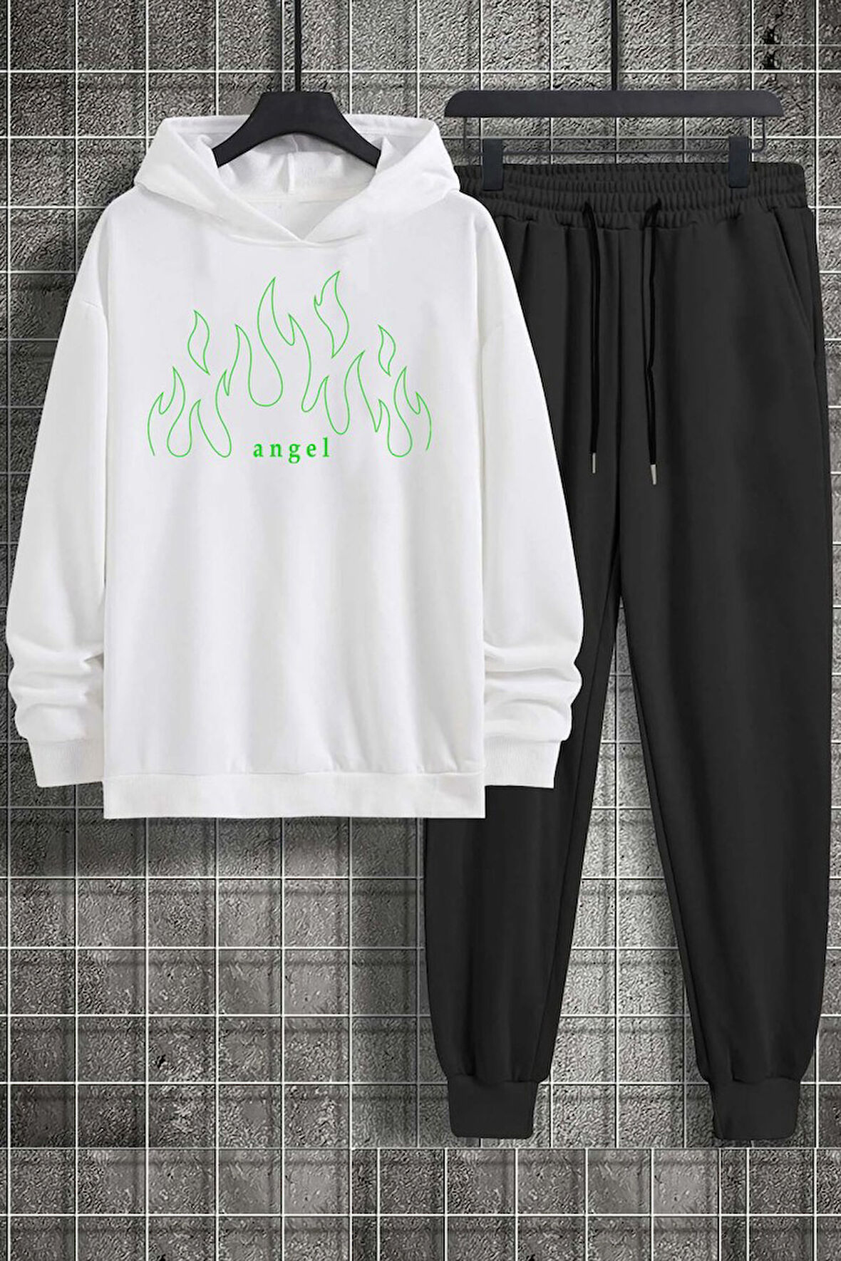 Uyguntarz Unisex Green Angel Baskılı Eşofman Takımı