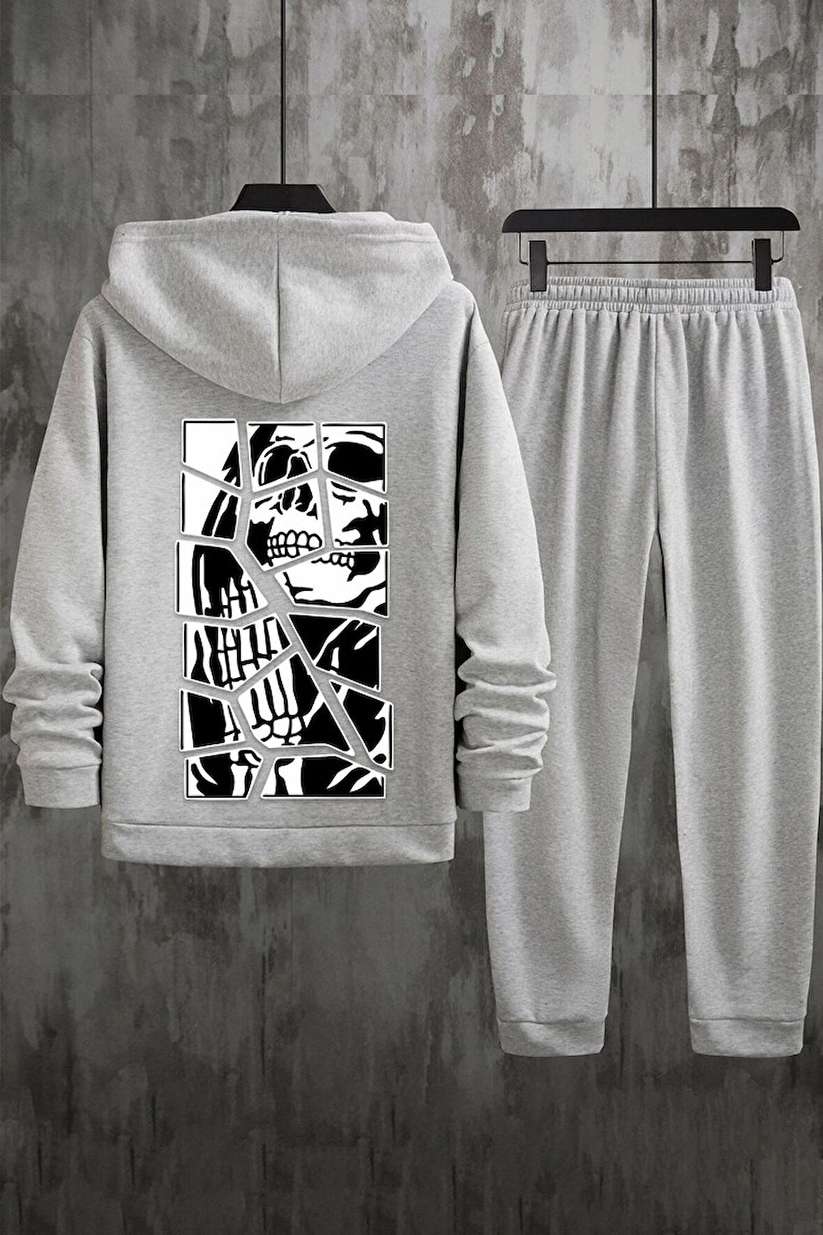 Uyguntarz Unisex Skullcracked Baskılı Eşofman Takımı