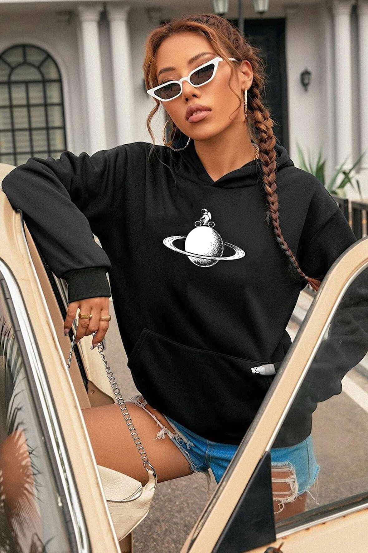 Uyguntarz Unisex Astronaut Rides Baskılı Sweatshirt