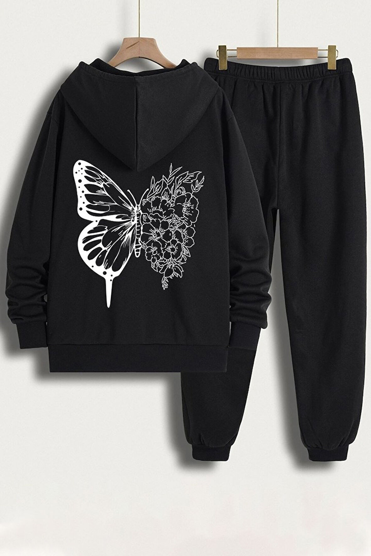 Uyguntarz Unisex Drawing Butterflies Sırt Baskılı Eşofman Takımı