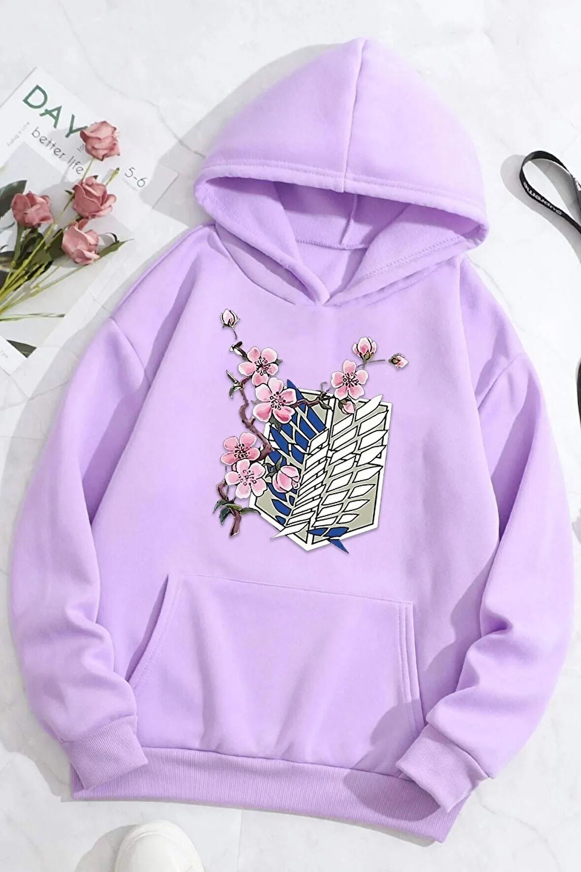 Unisex Flowers Baskılı Sweatshirt