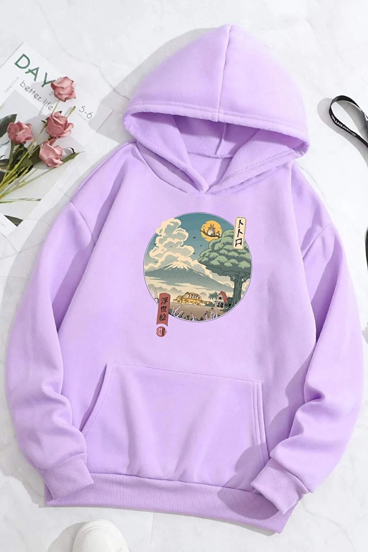 Unisex Neighbor's Ukiyo E Baskılı Sweatshirt