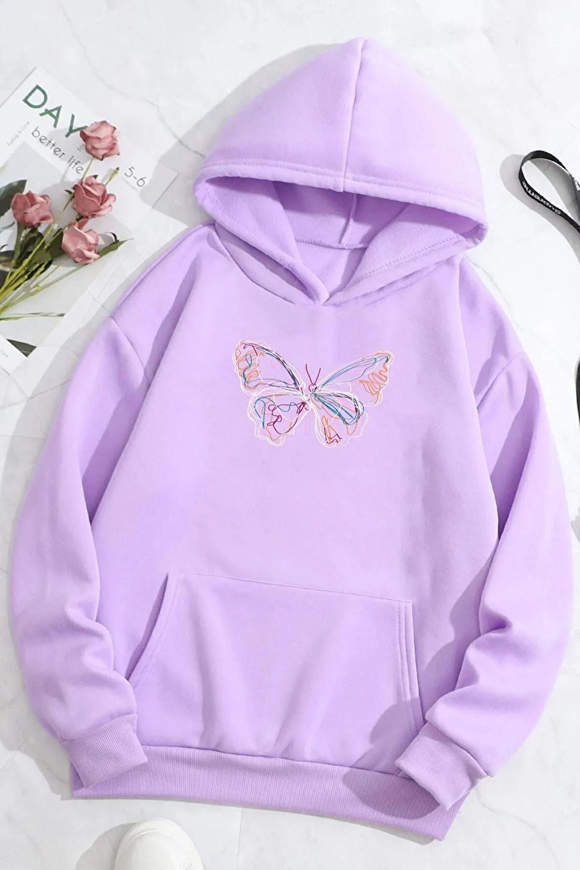 Unisex Butterfly Baskılı Sweatshirt