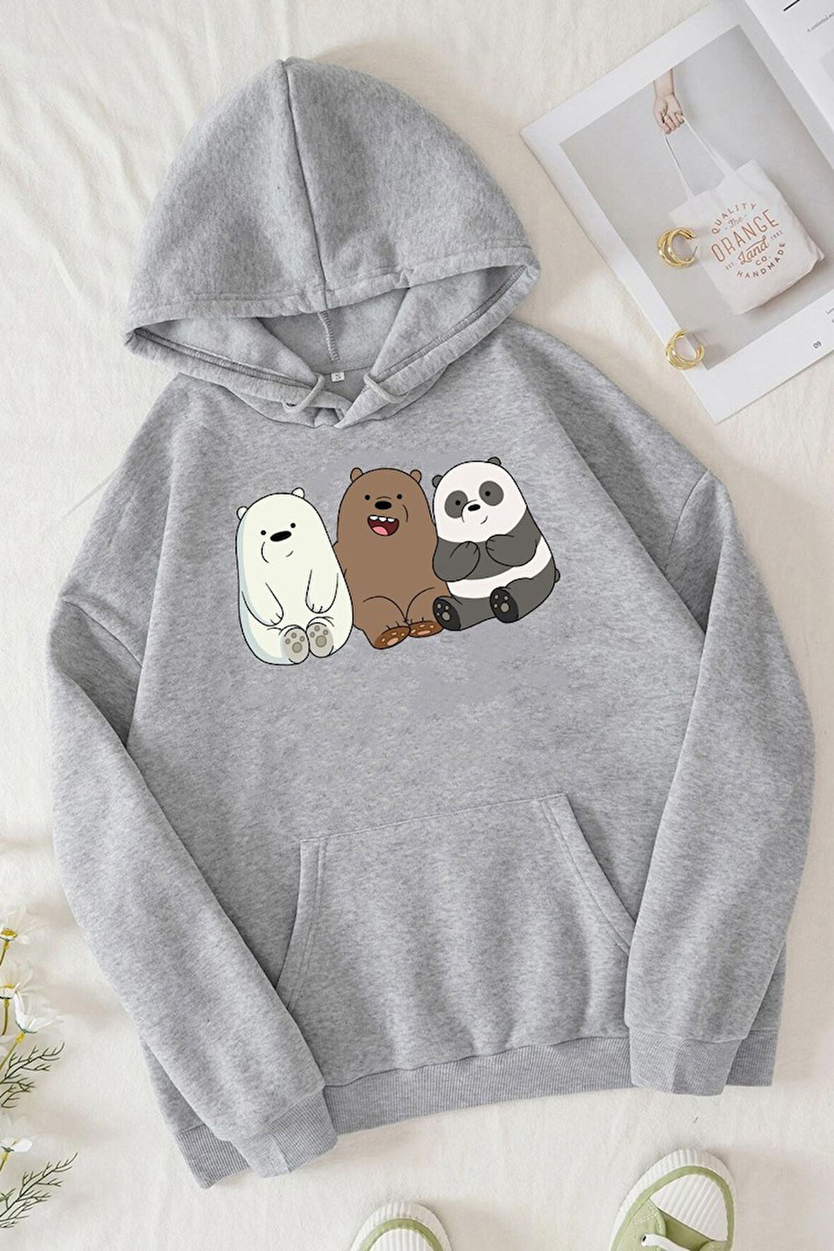 Uyguntarz Unisex Kafadar Ayılar Baskılı Sweatshirt