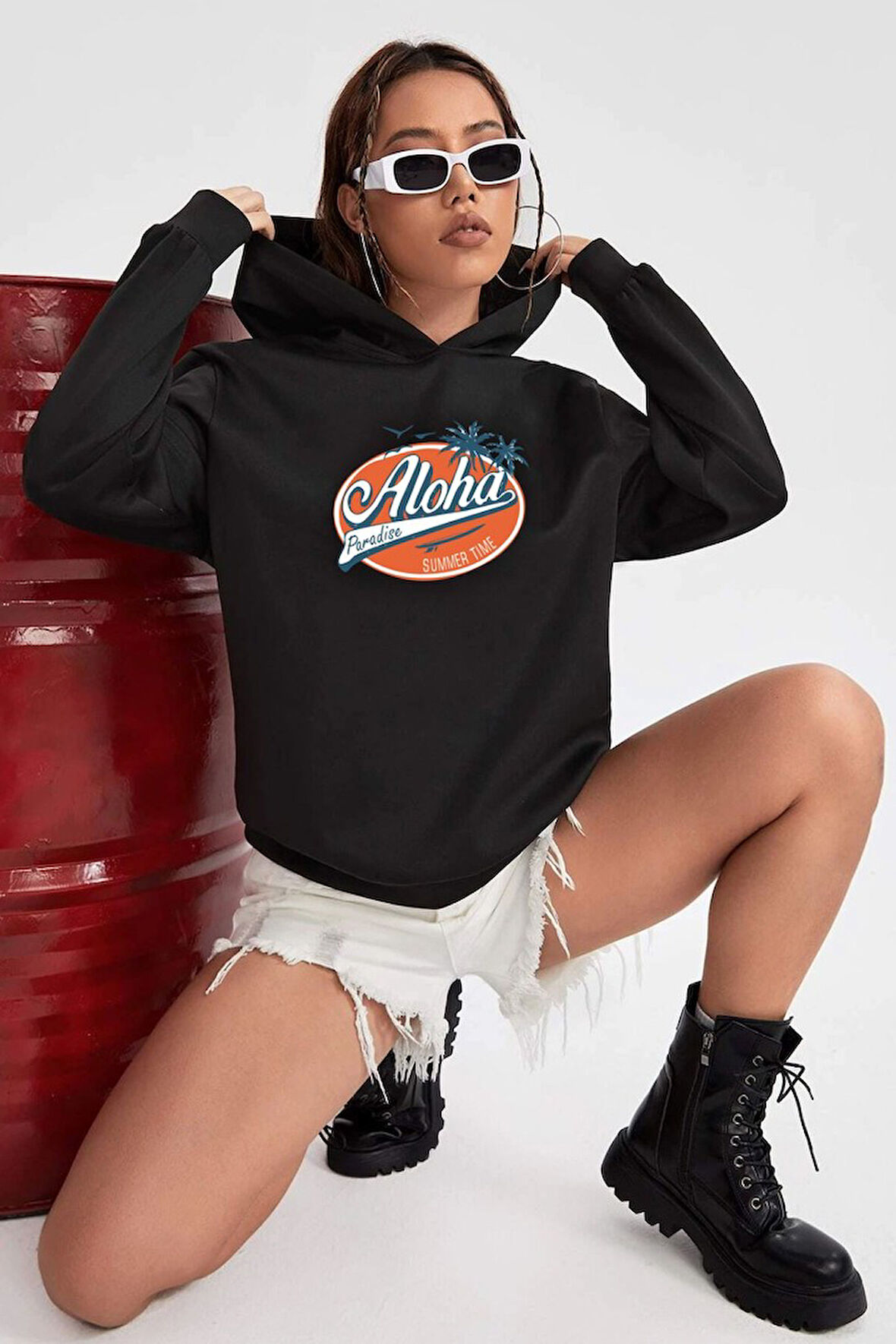 Uyguntarz Unisex Aloha Baskılı Sweatshirt