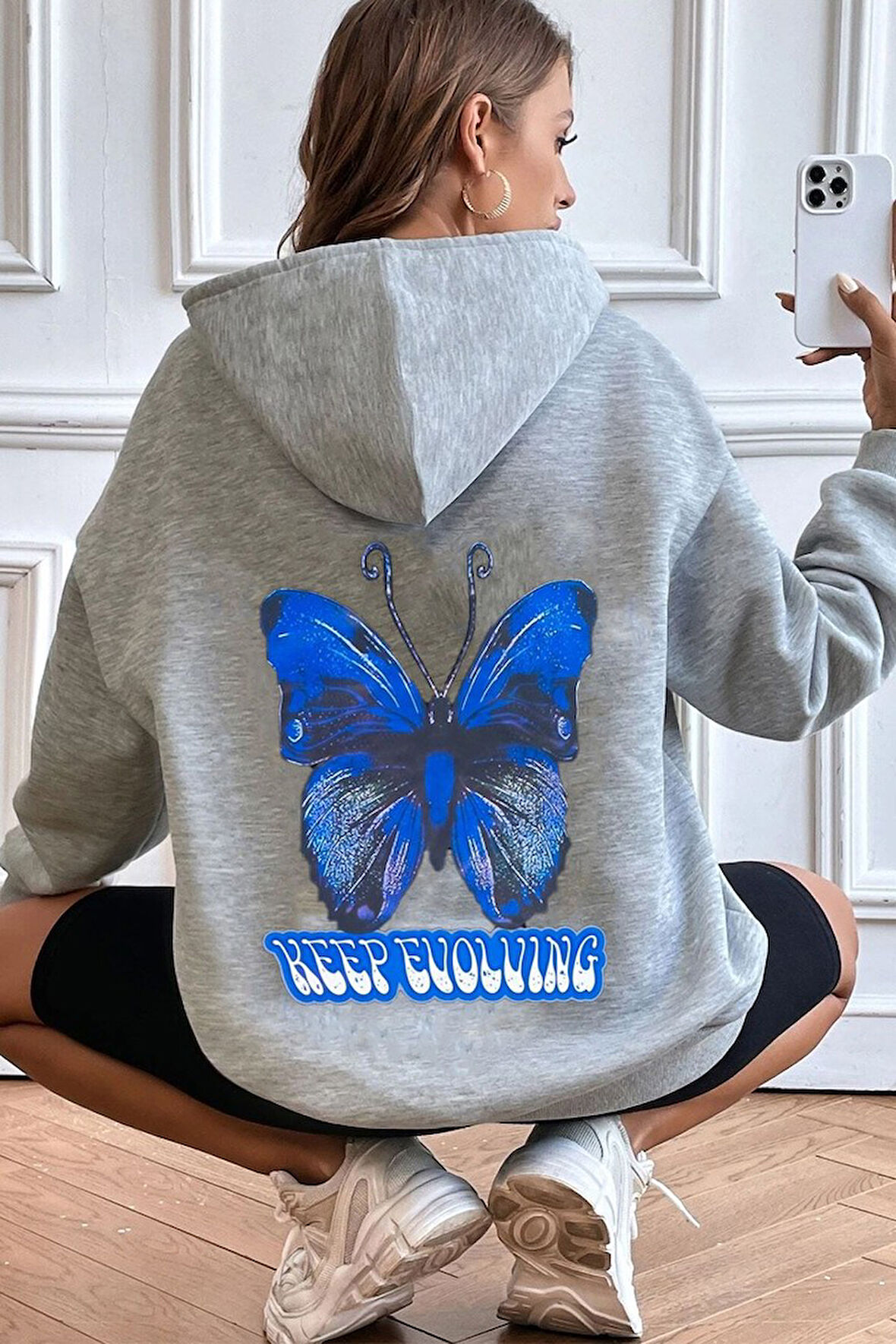 Uyguntarz Unisex Butterfly Baskılı Sweatshirt
