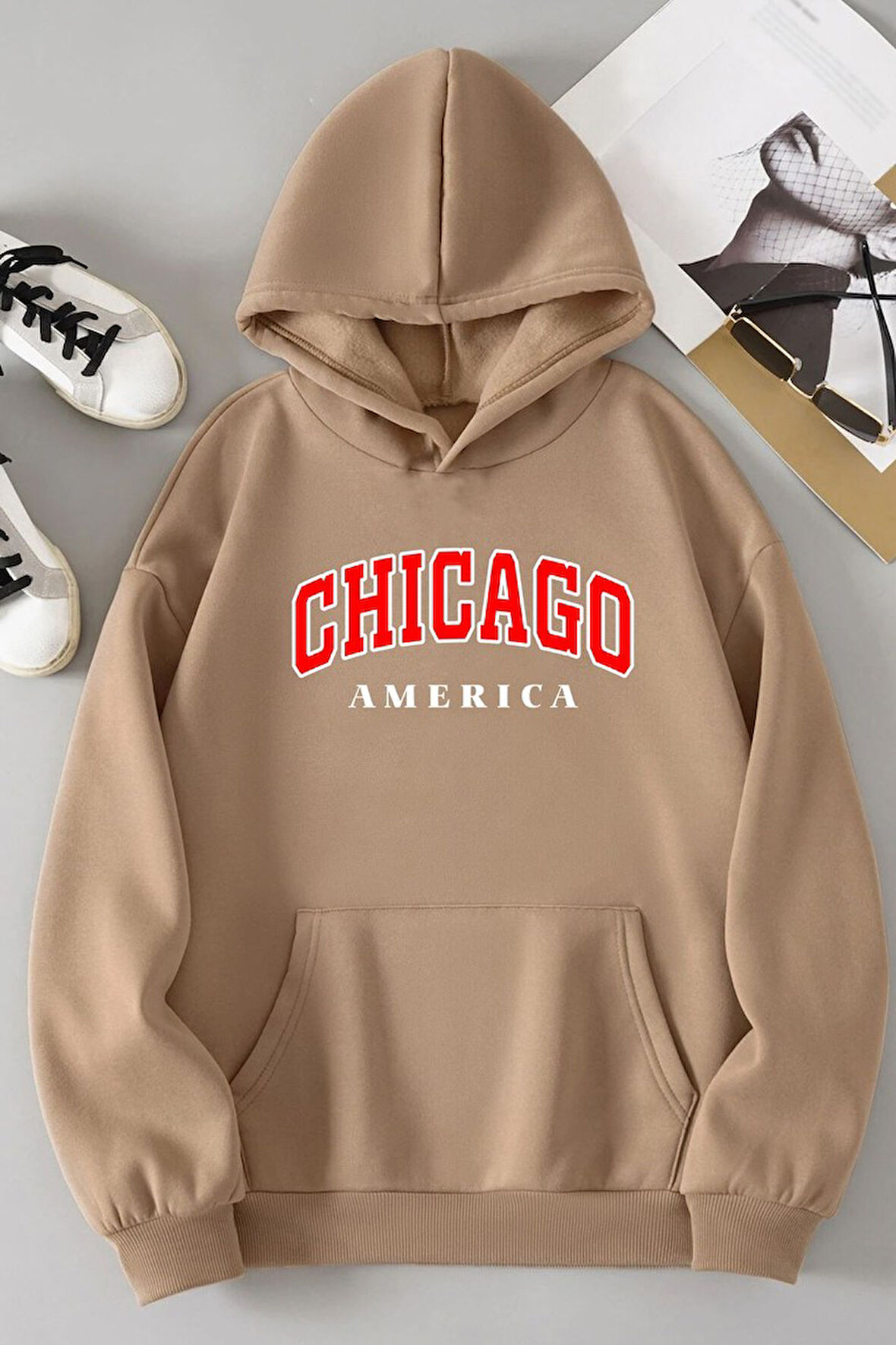 Uyguntarz Unisex Chiago Baskılı Sweatshirt
