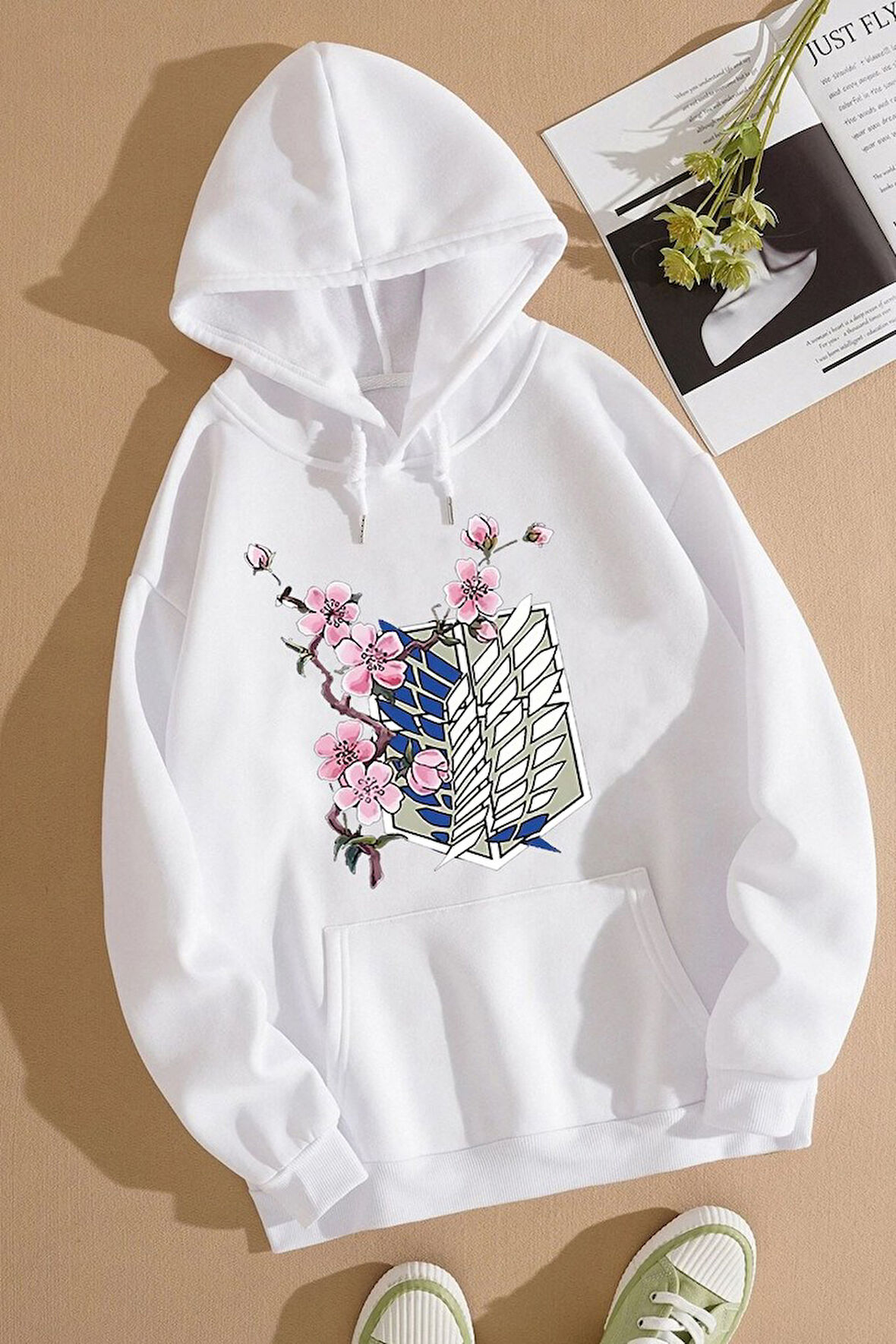 Unisex Flowers Baskılı Sweatshirt