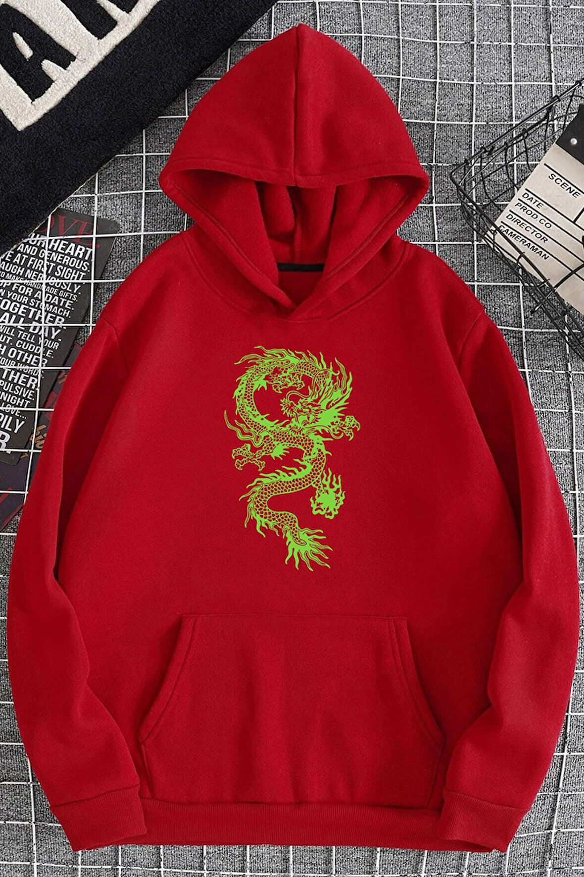 Uyguntarz Unisex Chinese Dragon Graphic Baskılı Sweatshirt