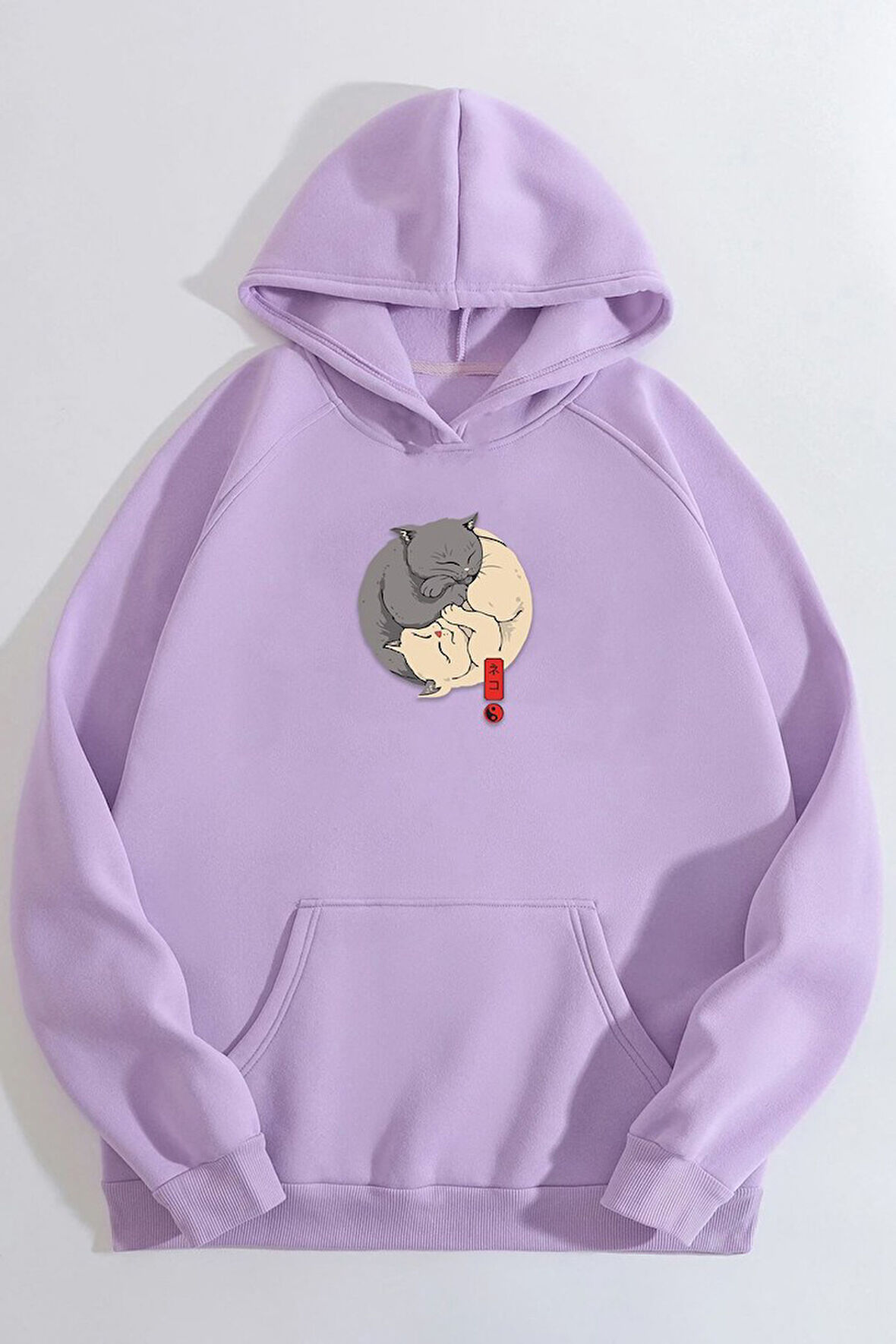 Uyguntarz Unisex Yin Yang Cats Baskılı Sweatshirt