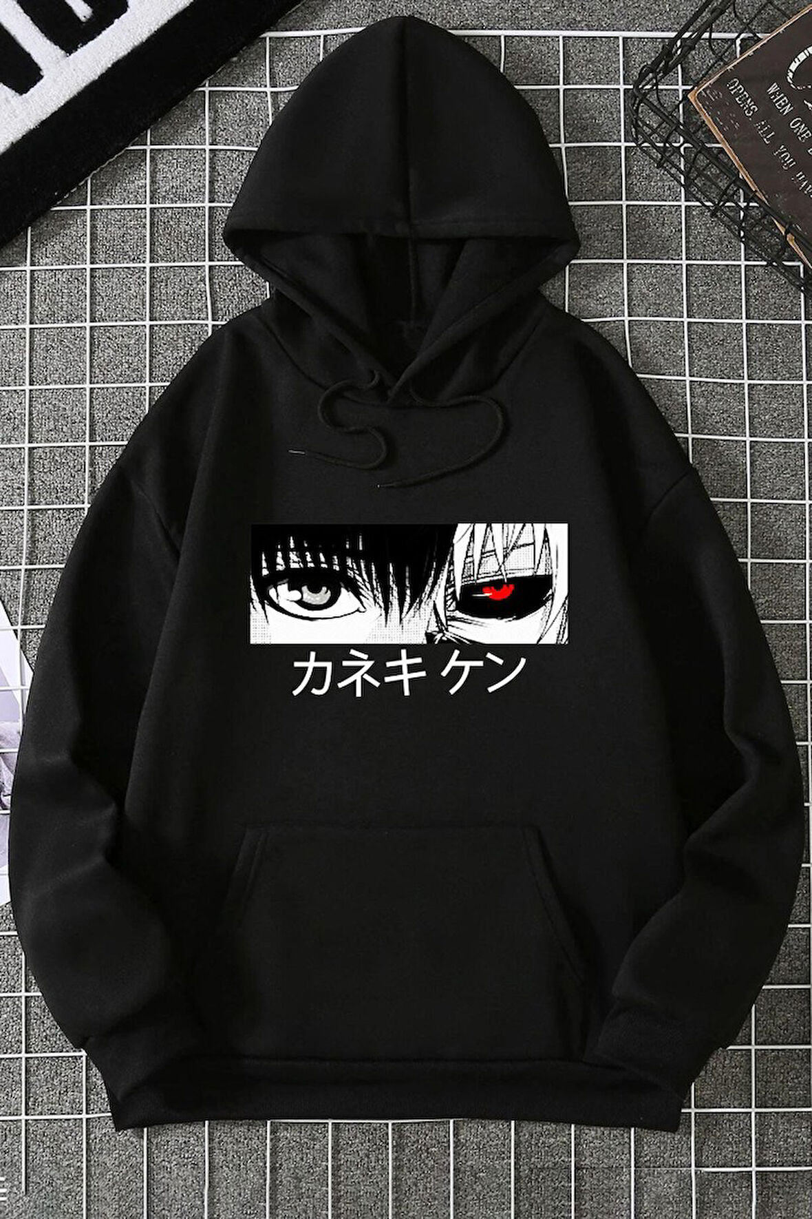 Uyguntarz Unisex Ken Kaneki Baskılı Kapüşonlu Sweatshirt