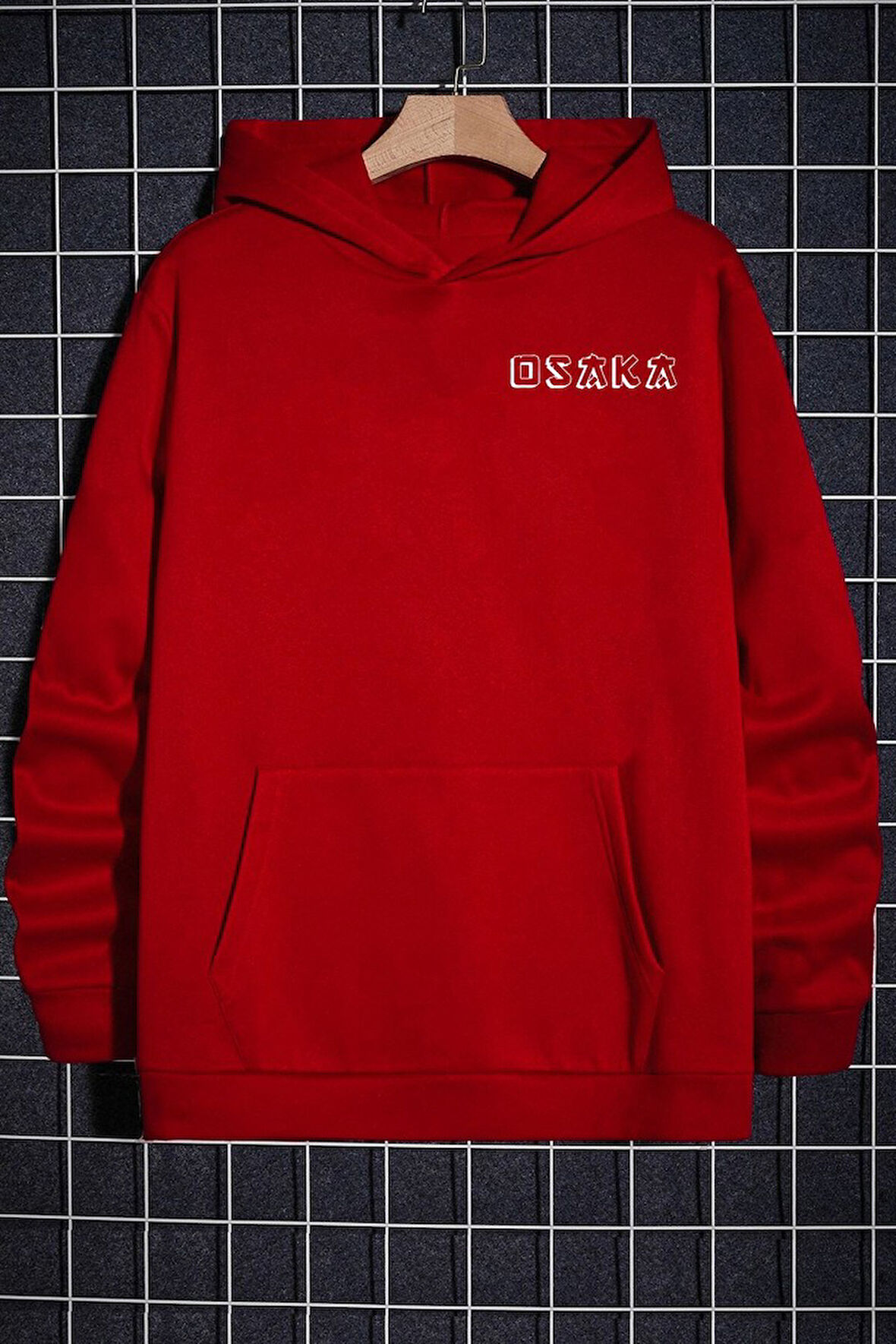 Unisex Osaka Baskılı Kapüşonlu Sweatshirt