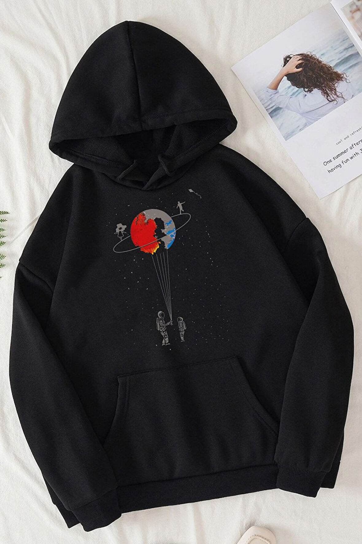 Uyguntarz Unisex Evren Temalı Baskılı Sweatshirt