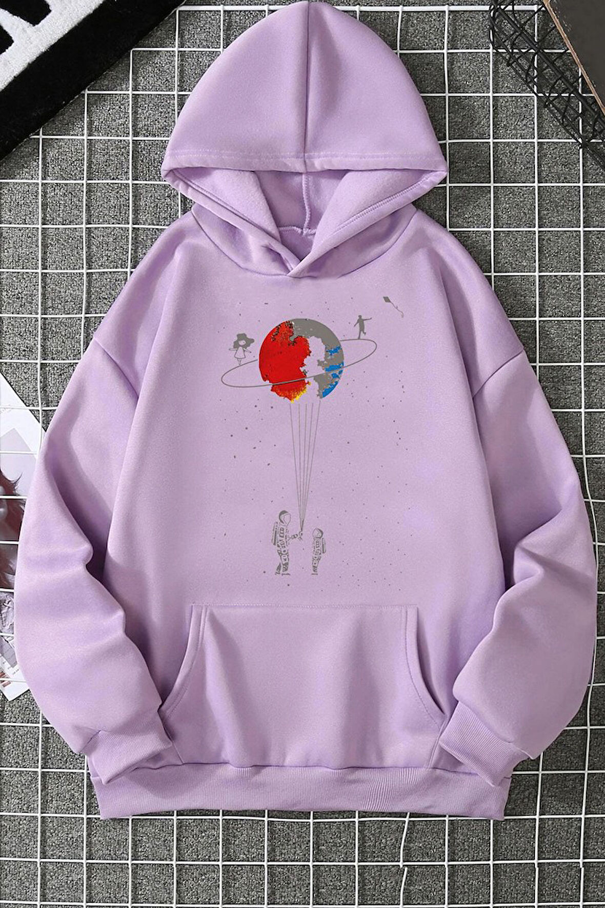 Uyguntarz Unisex Evren Temalı Baskılı Sweatshirt