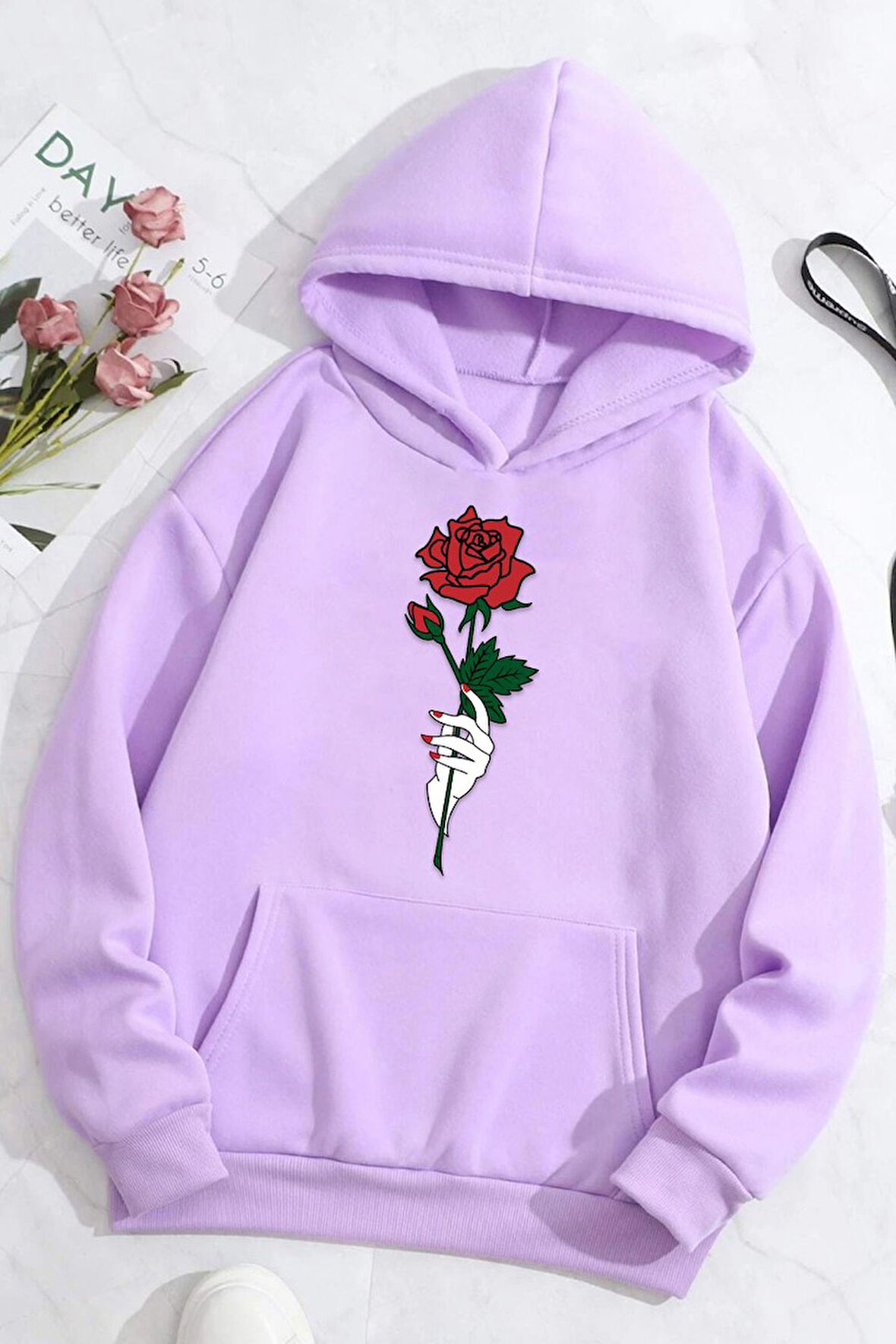 Uyguntarz Unisex Rose Baskılı Sweatshirt