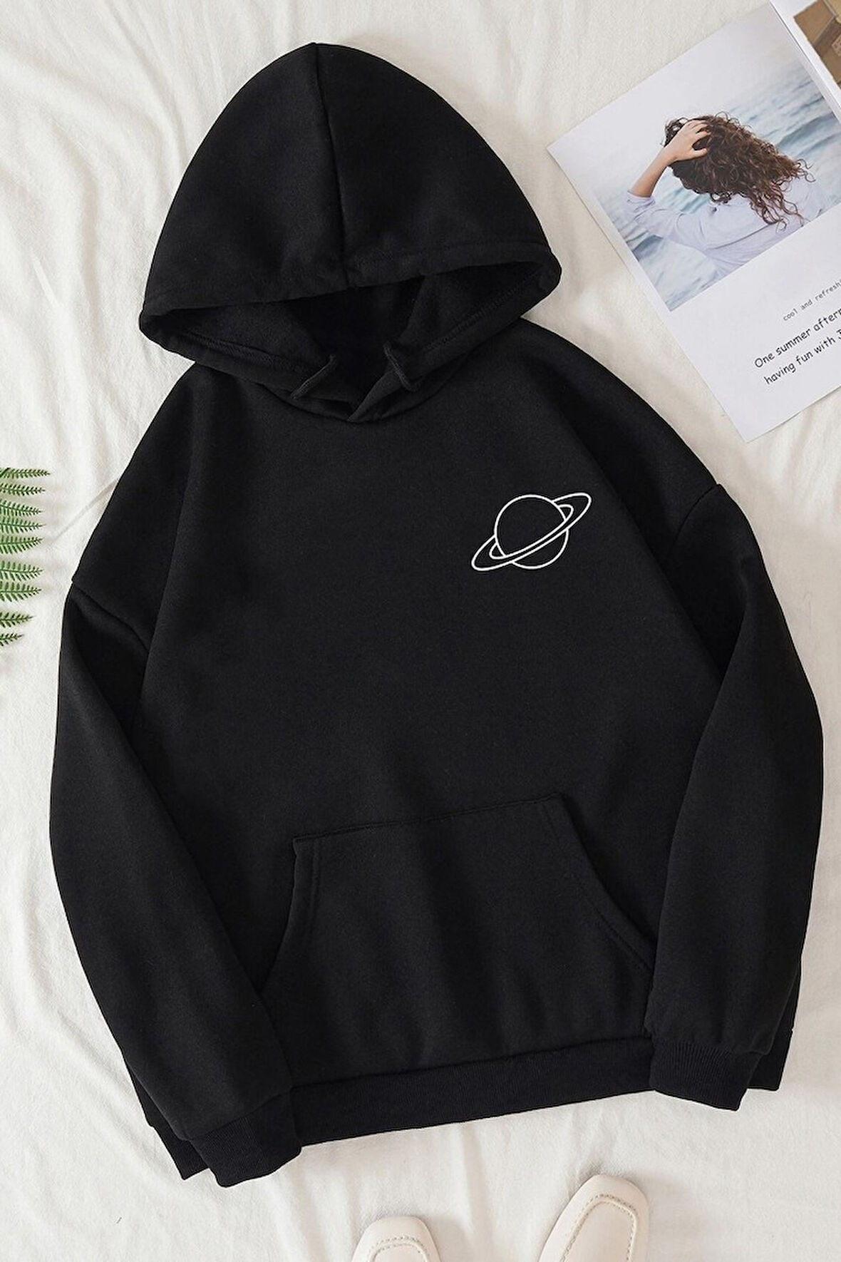 Unisex Saturn Baskılı Sweatshirt