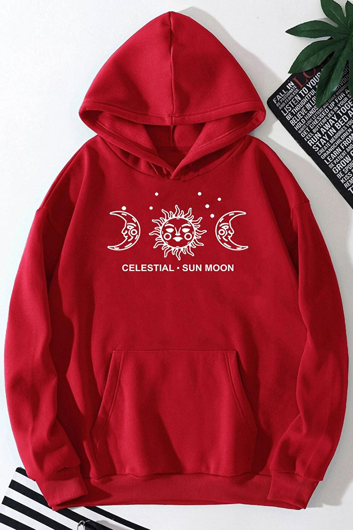 Uyguntarz Unisex Celestial Sun Moon Baskılı Sweatshirt