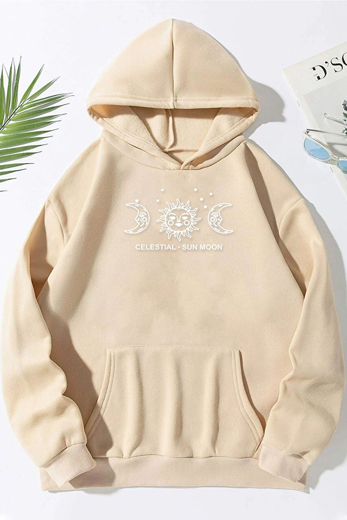 Uyguntarz Unisex Celestial Sun Moon Baskılı Sweatshirt
