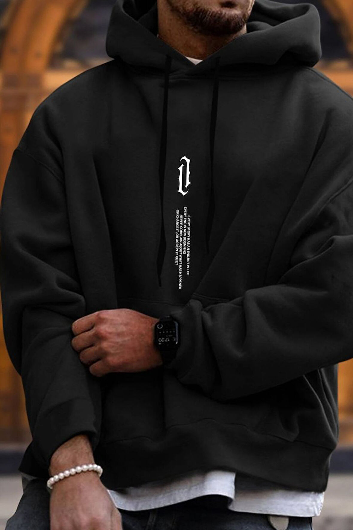 Uyguntarz Erkek Aleman Rapero Baskılı Oversize Sweatshirt