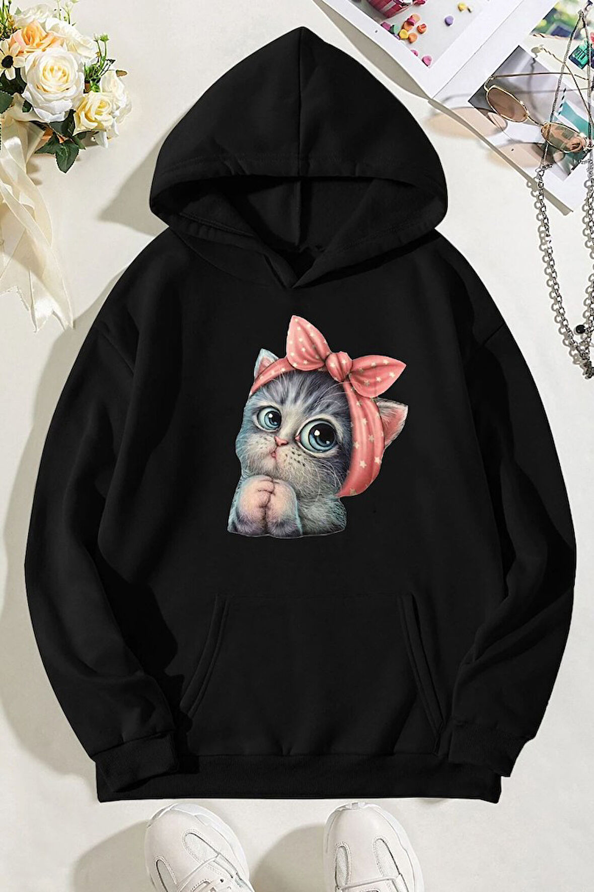 Uyguntarz Unisex Sevimli Kedi Sweatshirt