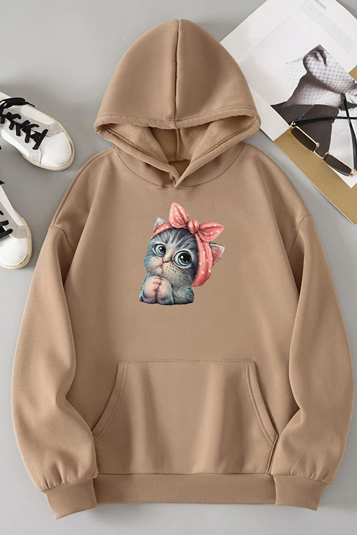 Uyguntarz Unisex Sevimli Kedi Sweatshirt