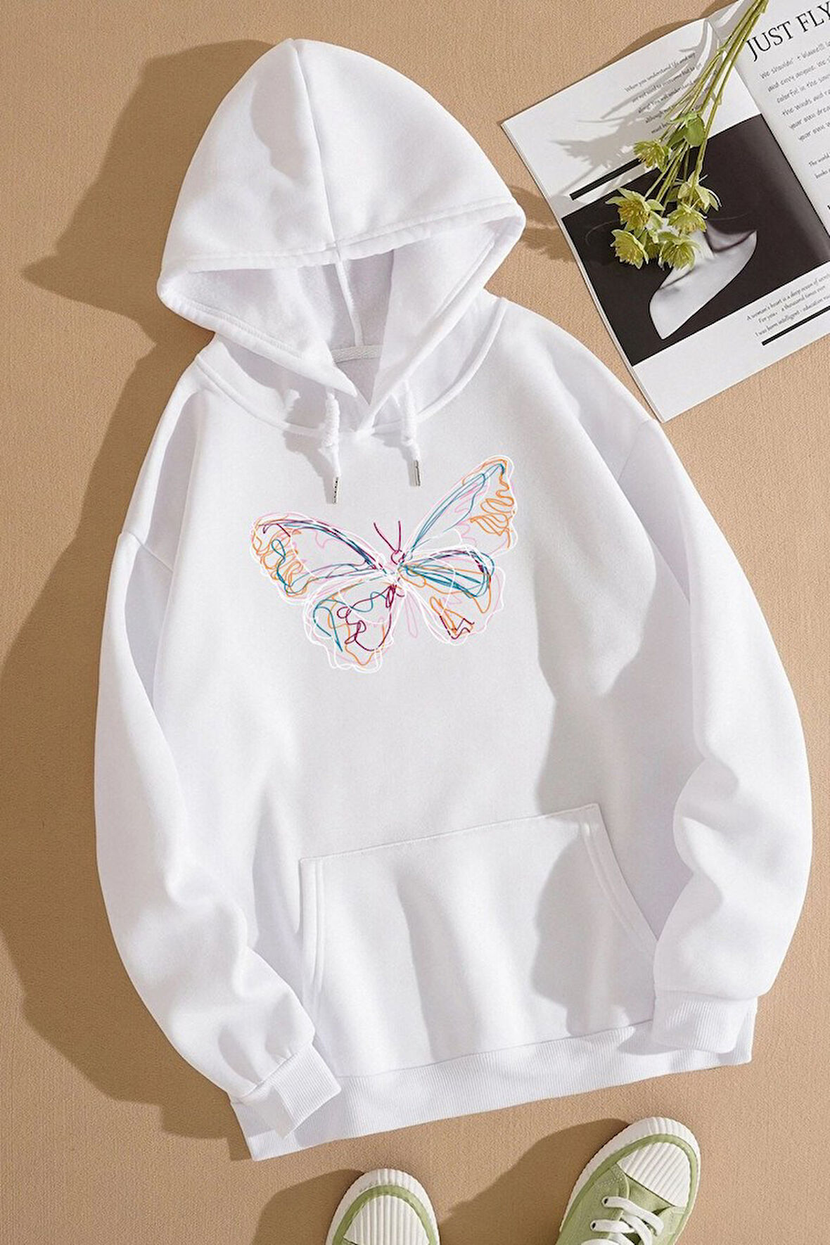 Uyguntarz Unisex Butterfly Baskılı Sweatshirt