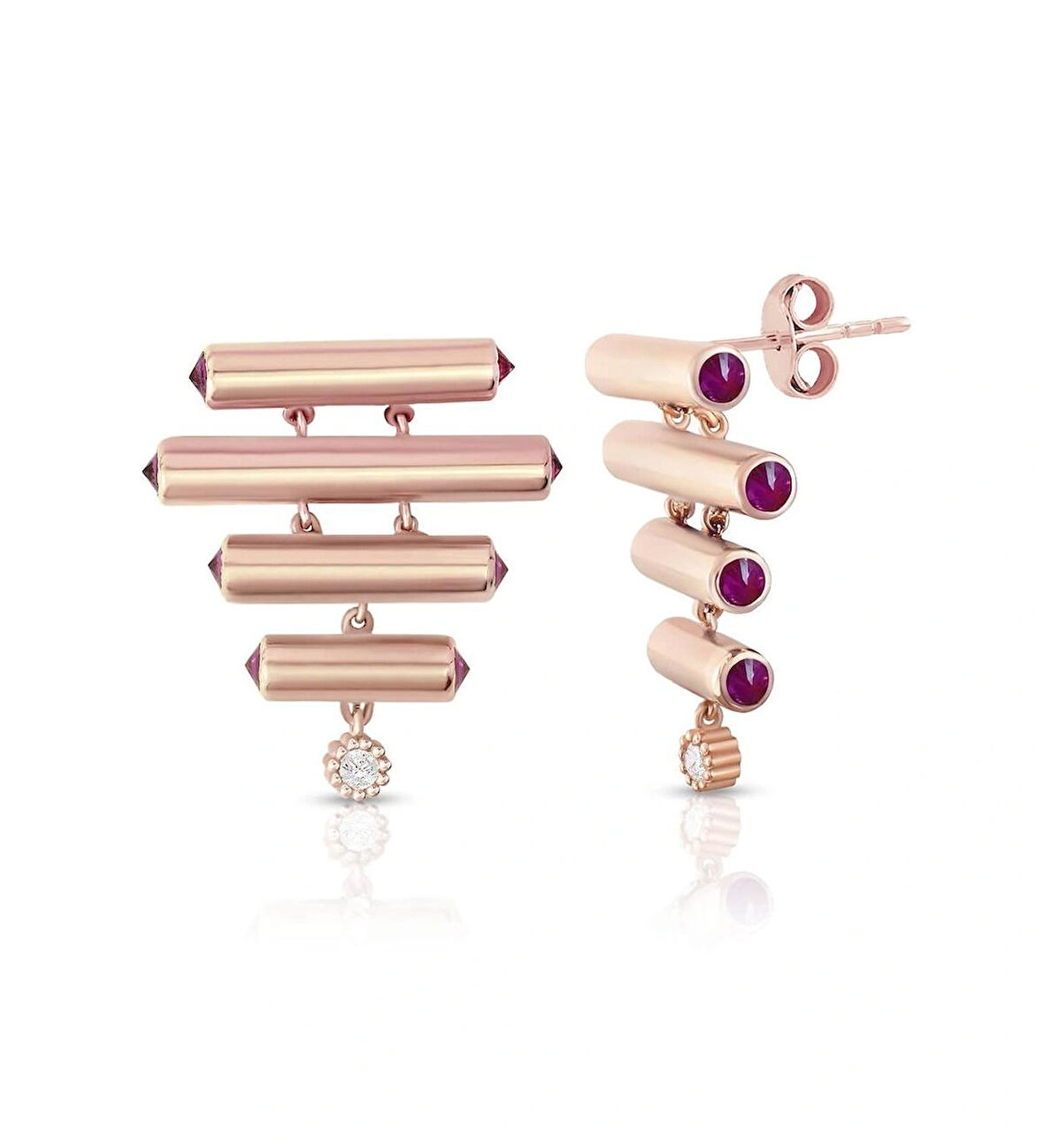 Stairs Purple Altın Küpe