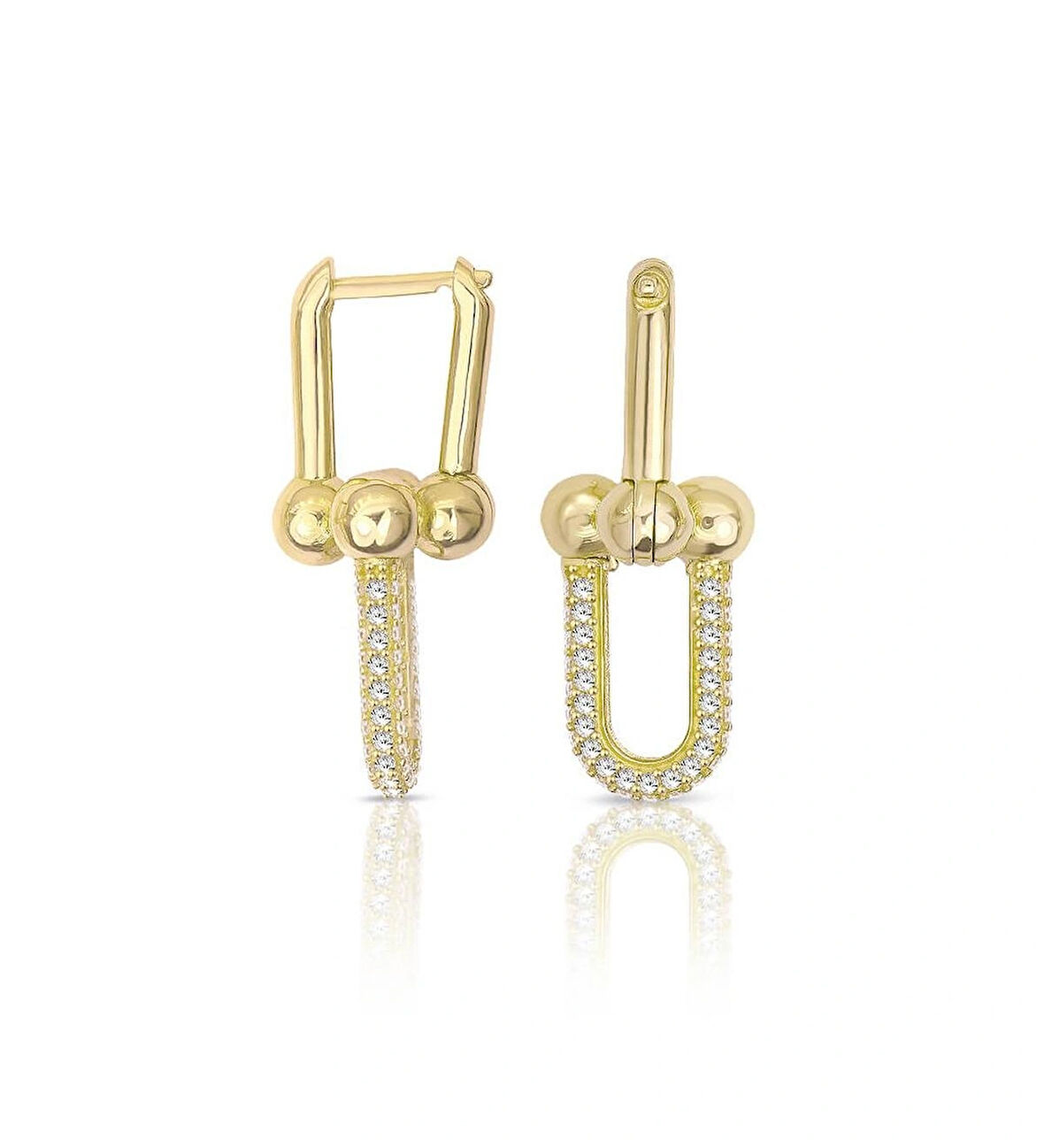 Top Top Taşlı Altın Küpe