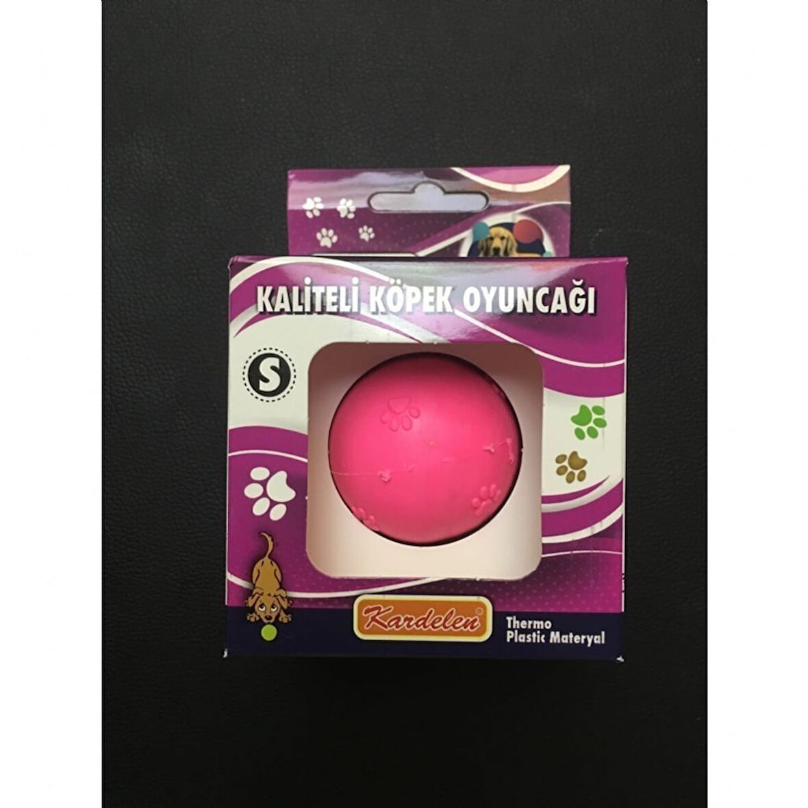 Kardelen Termoplastik Pati Desenli Köpek Oyun Topu S 4.5 CM Çok Renkli