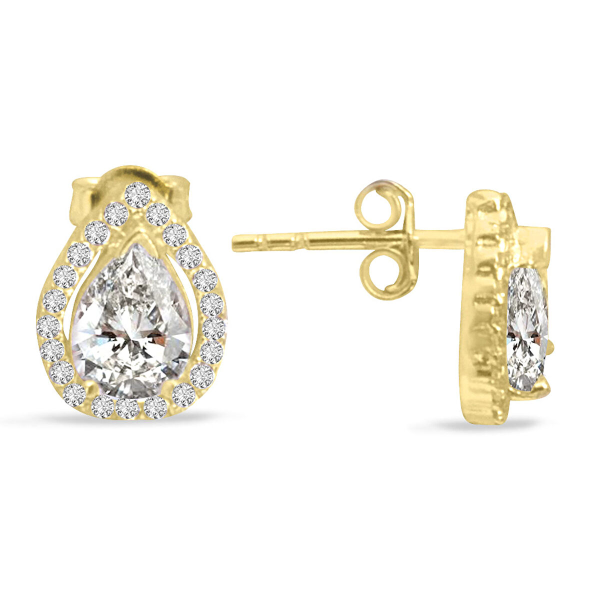 Altın Damla Taşlı Günlük Küpe (KP0063)