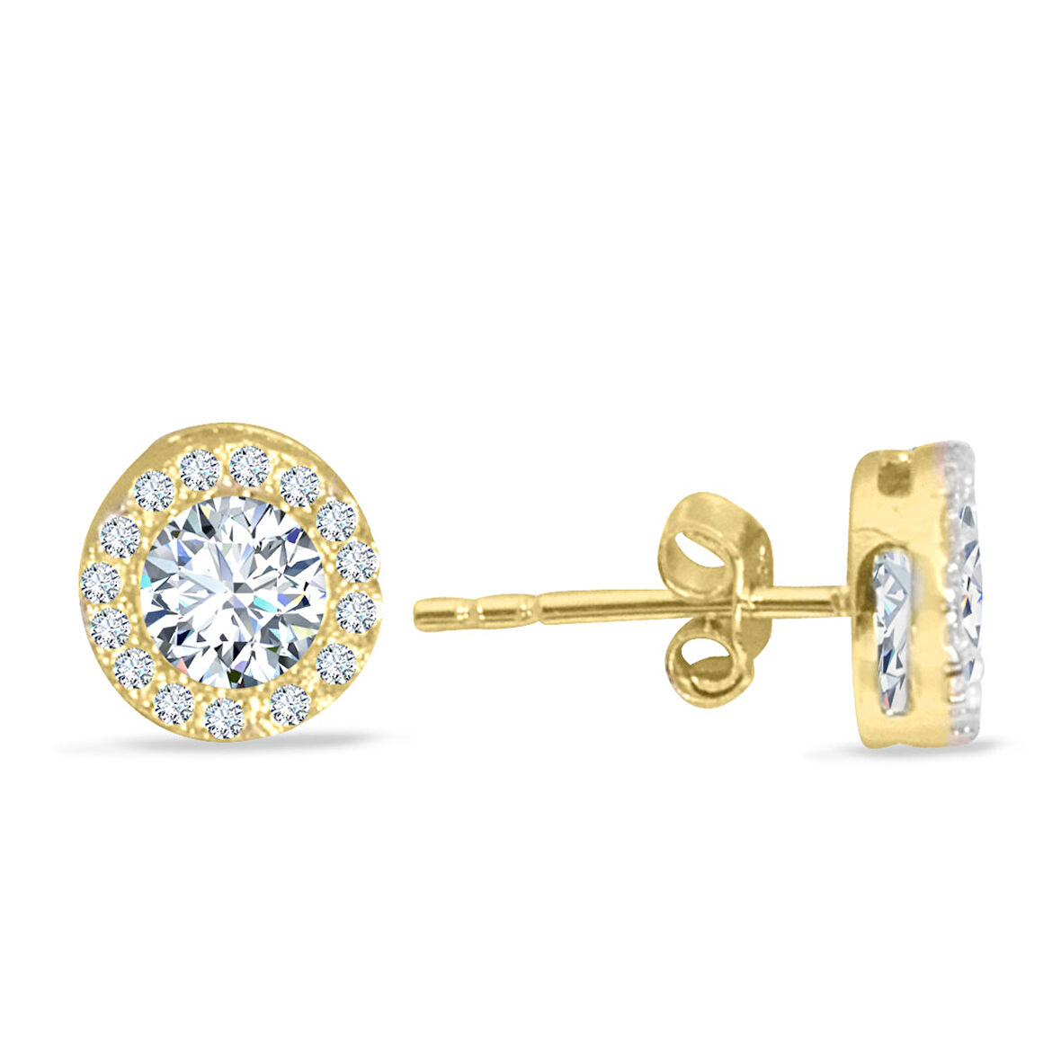 Altın Vidalı Tek Taş Küpe (KP0066)