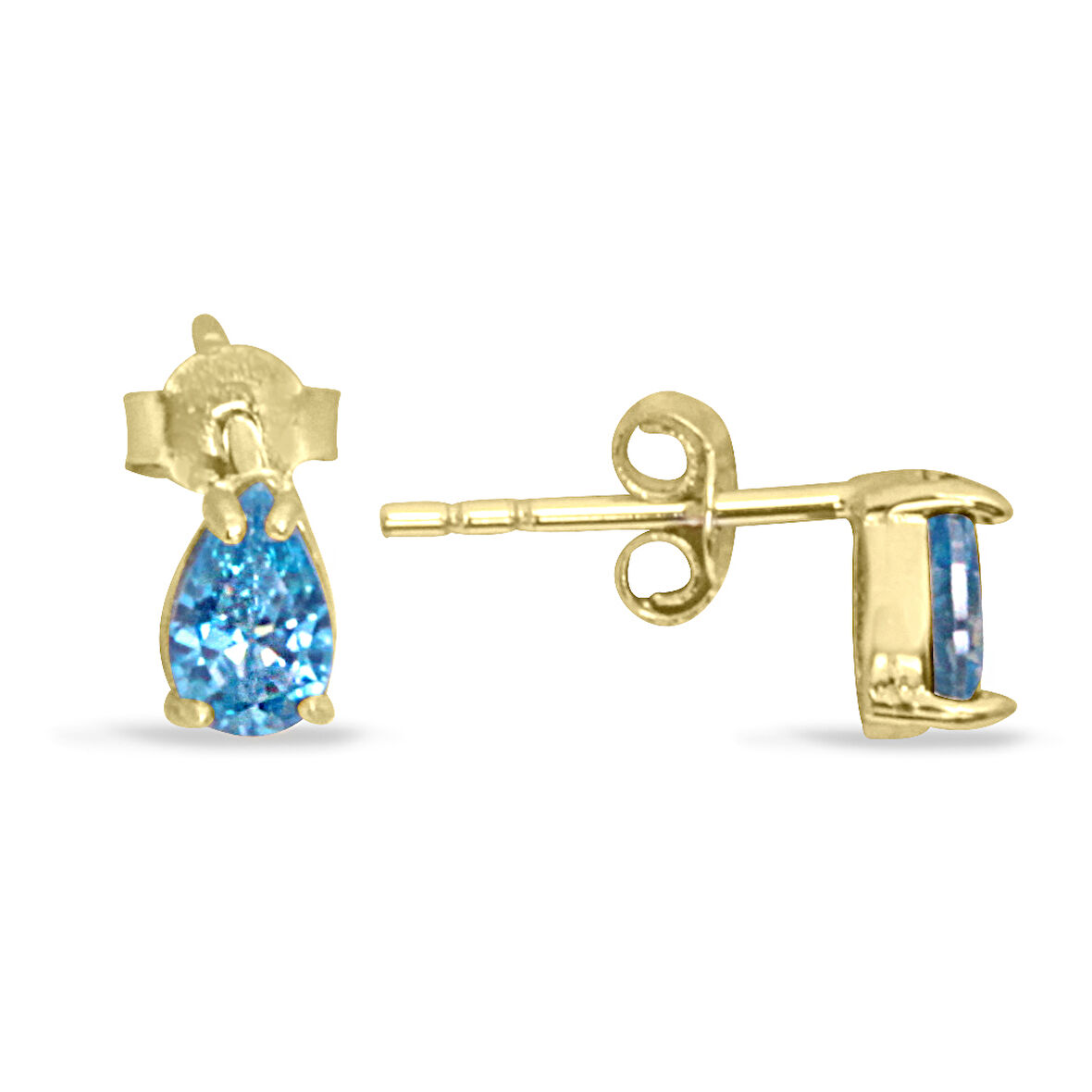 Aquamarine Taşlı Minimal Altın Damla Küpe (KP0071)