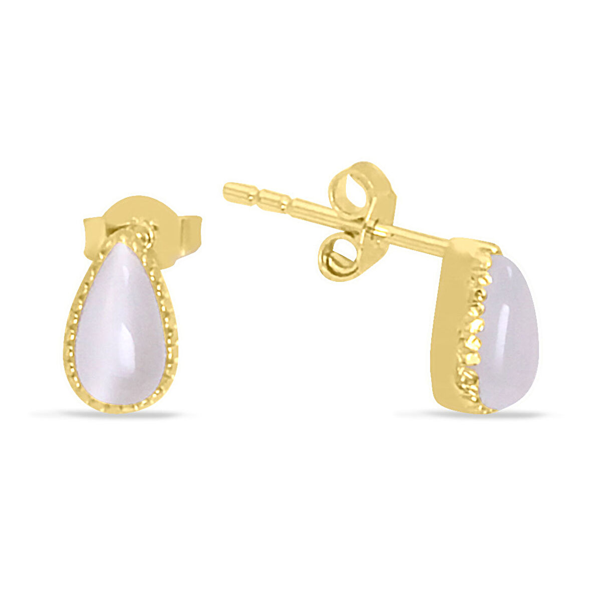 Damla Taşlı Minimal Altın Küpe (KP0075)