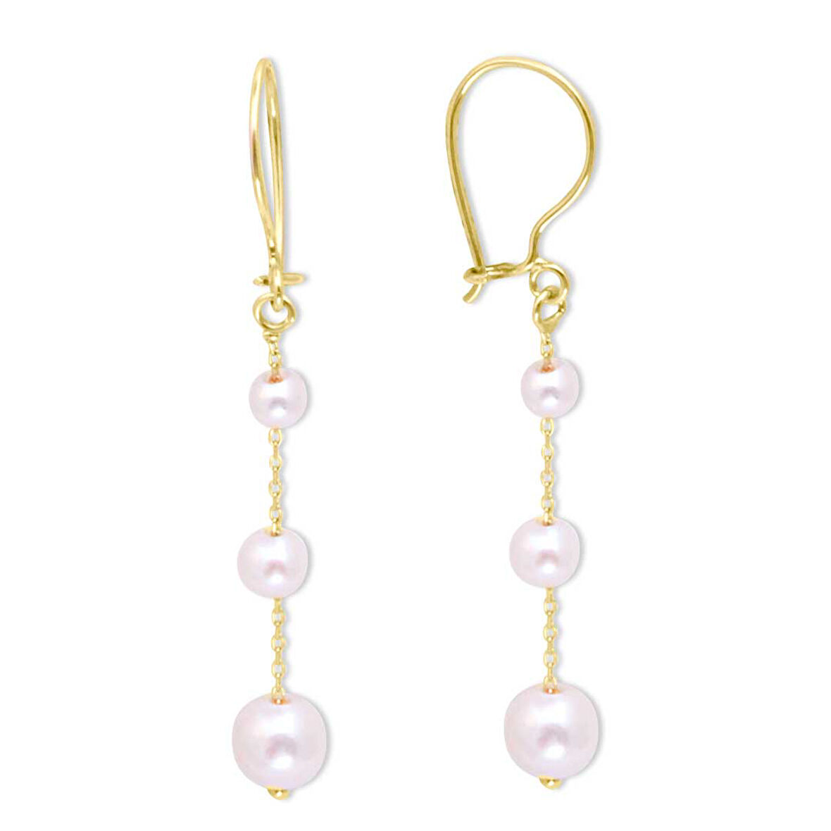 Altın 5 Cm İnci Sallantılı Küpe (KP0080)