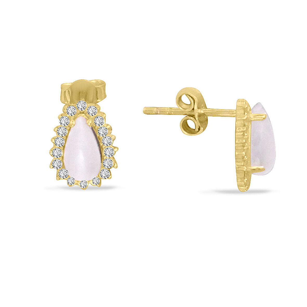 Damla Taşlı Altın Spor Küpe (KP0088)