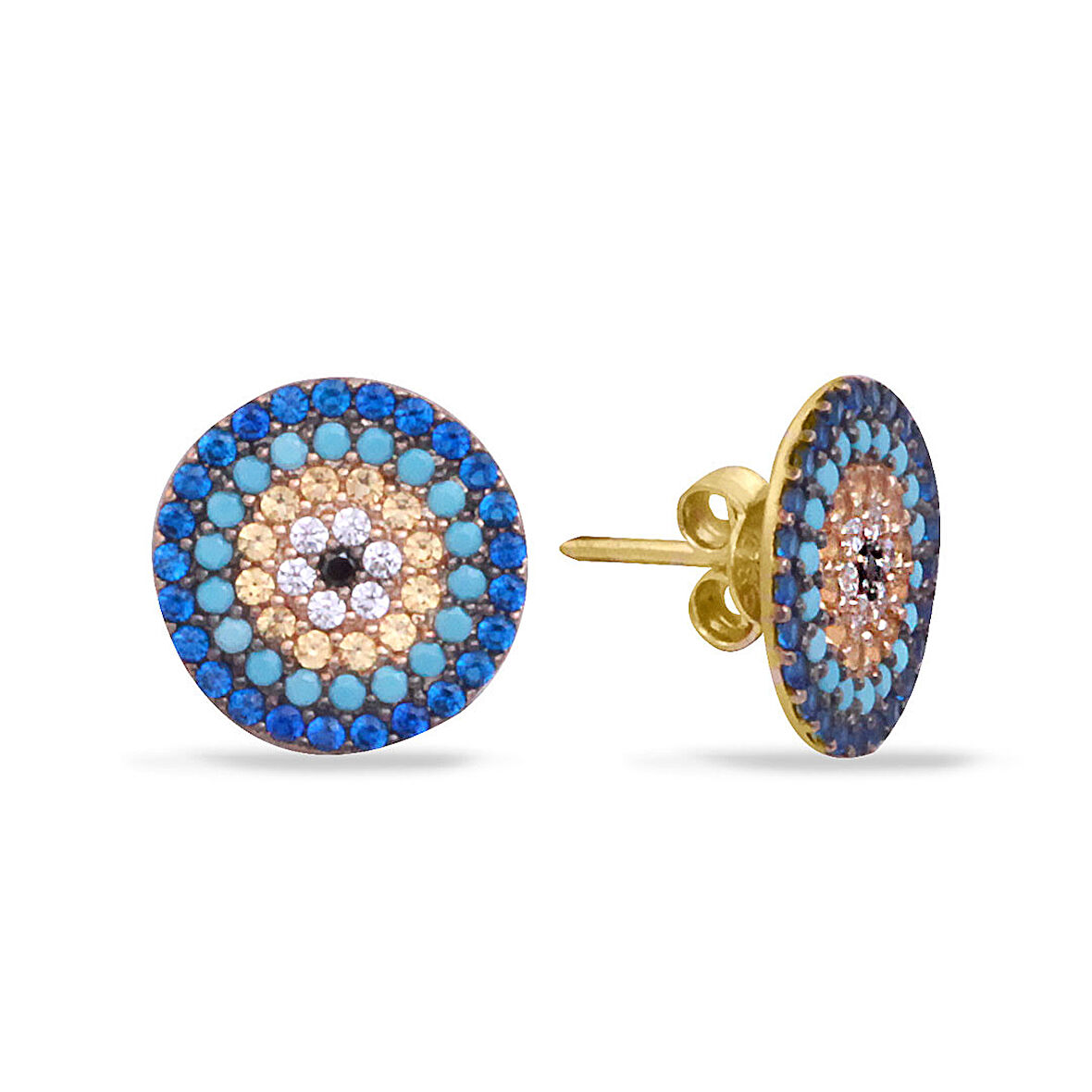 Nazar Boncuğu Altın Spor Küpe (KP0104)