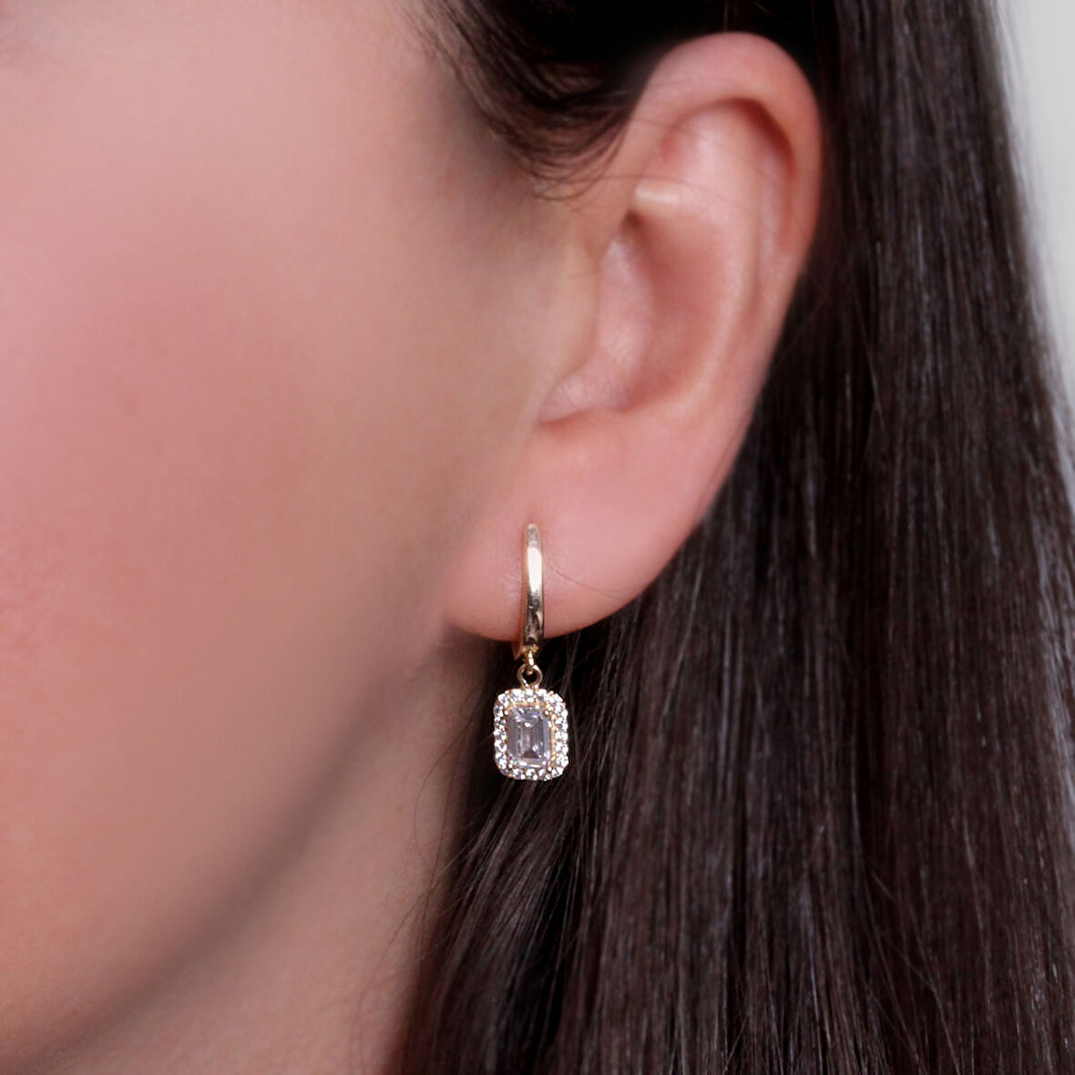 Baget Taşlı Altın Küpe (KP0127)