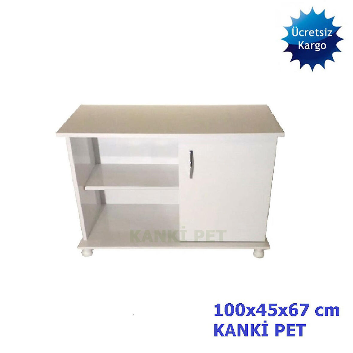 Kanki Pet KP1045 Düz Akvaryum Beyaz sehpa 100 x 45 x 67 cm