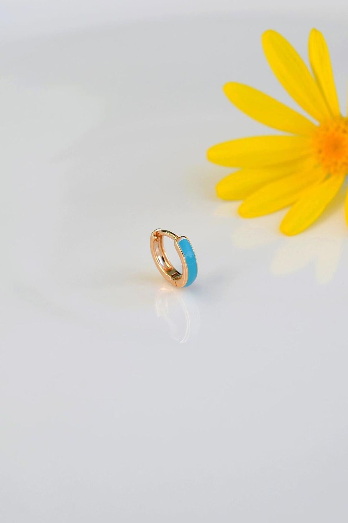 Mavi Mineli Halka Helix Piercing Kıkırdak Küpesi