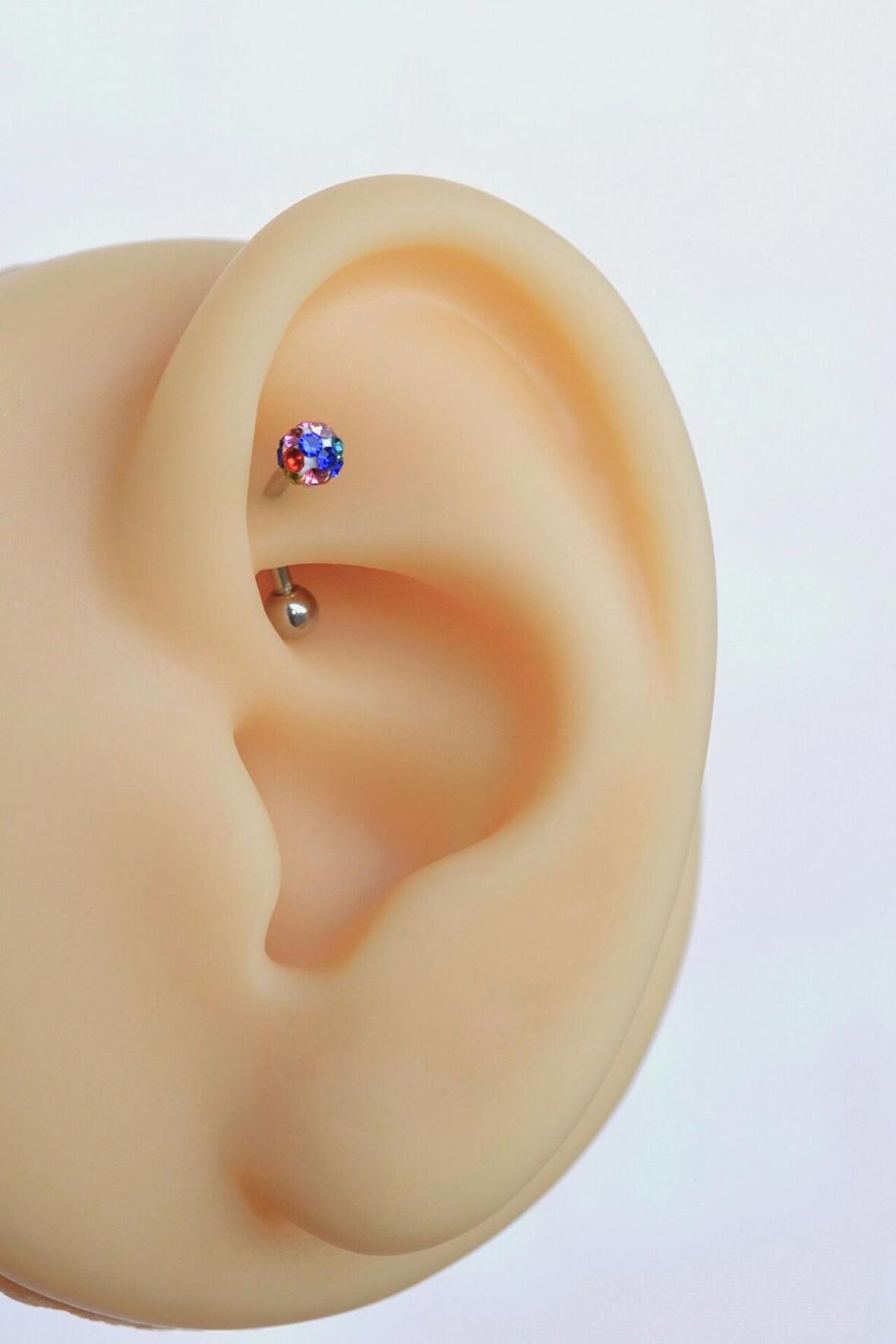 316 L Çelik Renkli Uçlu Toplu Piercing Helix Kıkırdak Lob Daith Kaş