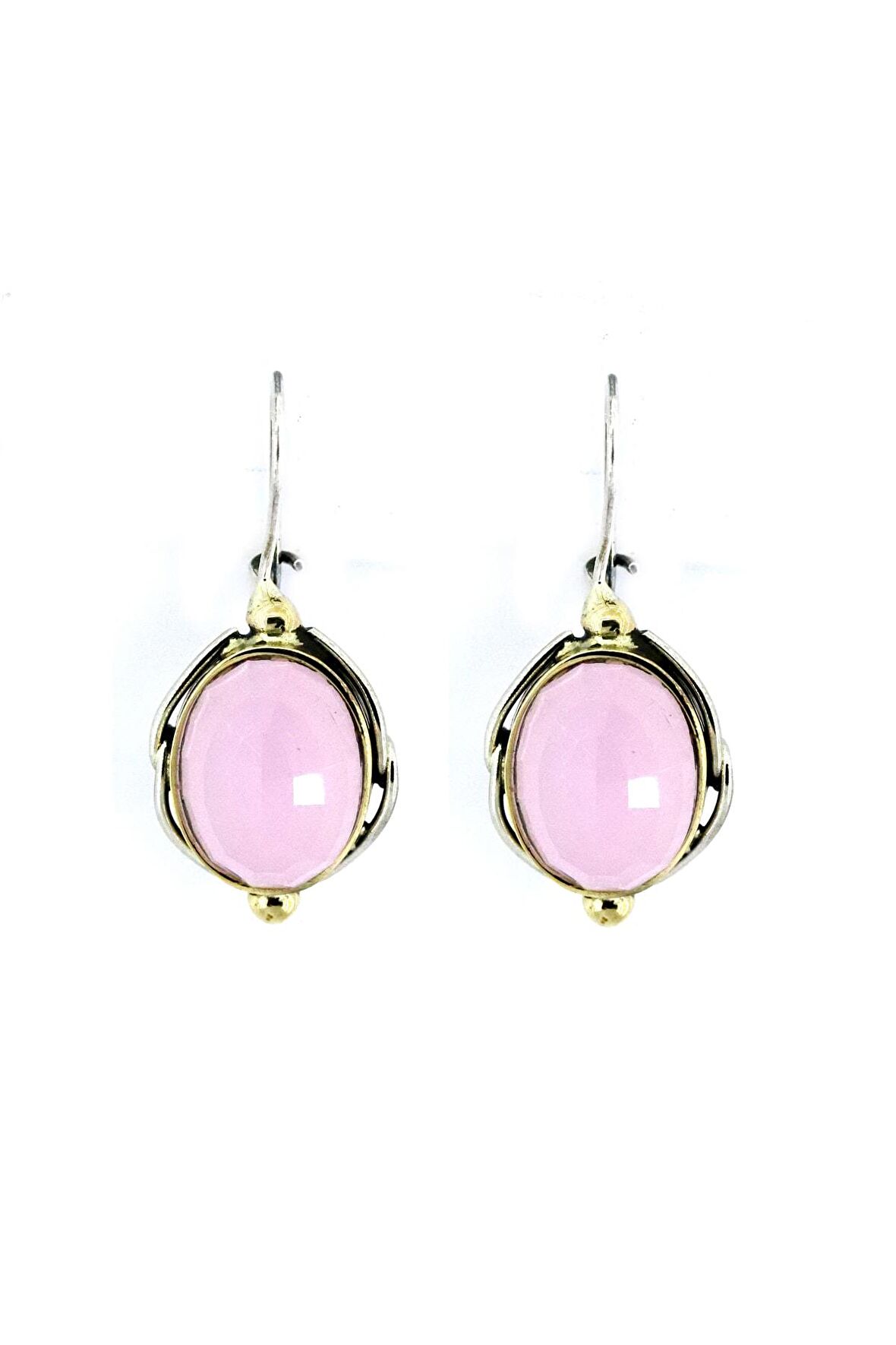 925 Ayar Pembe Kuvars Taşlı Otantik Gümüş Küpe