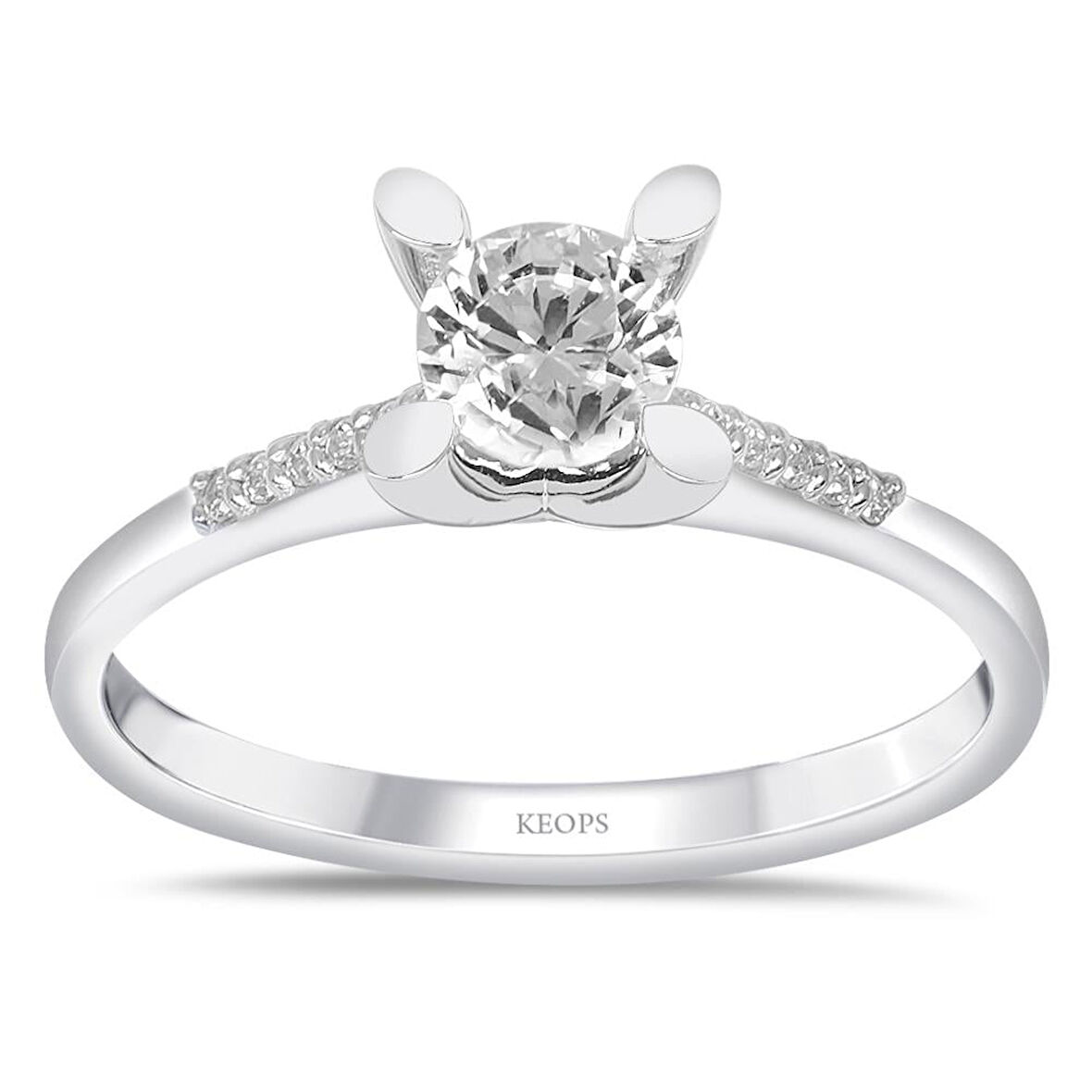  G Renk Toplam 0.82 Karat Pırlanta Kolu Taşlı Tektaş Yüzük