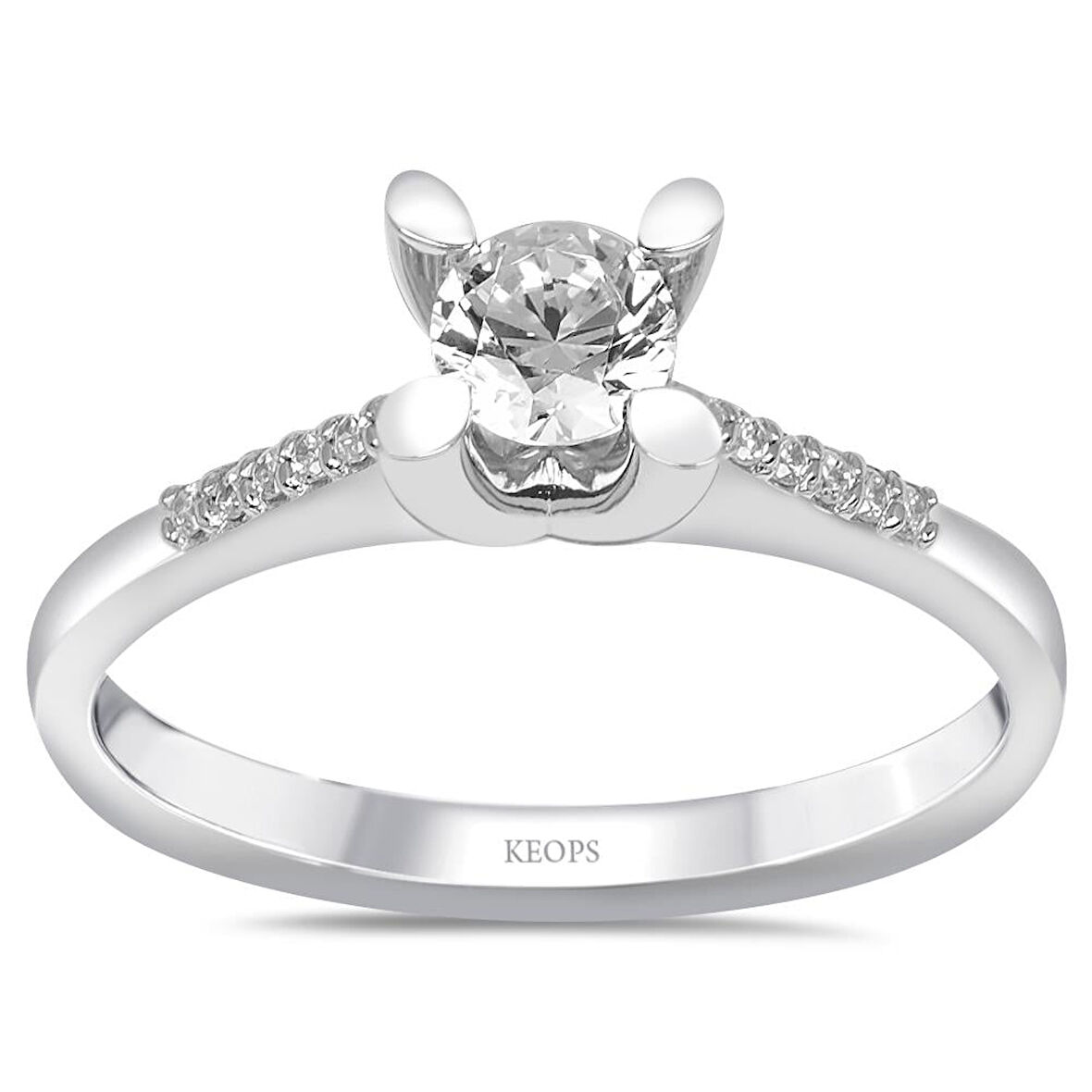  G Renk Toplam 0.42 Karat Pırlanta Kolu Taşlı Tektaş Yüzük