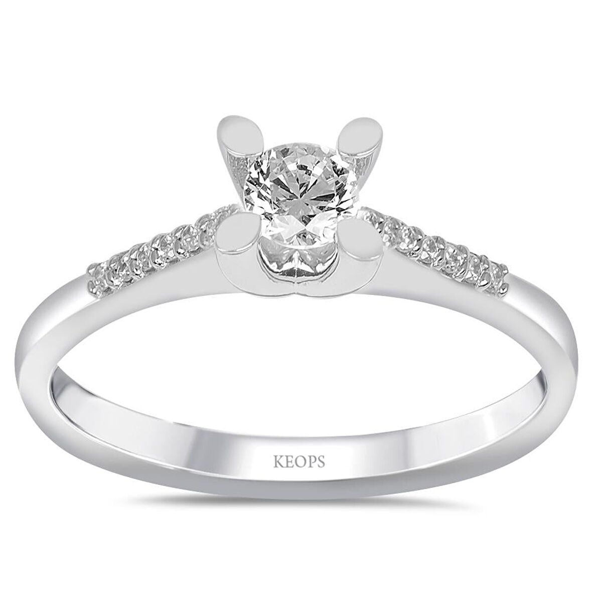  E Renk Toplam 0.32 Karat Pırlanta Kolu Taşlı Tektaş Yüzük